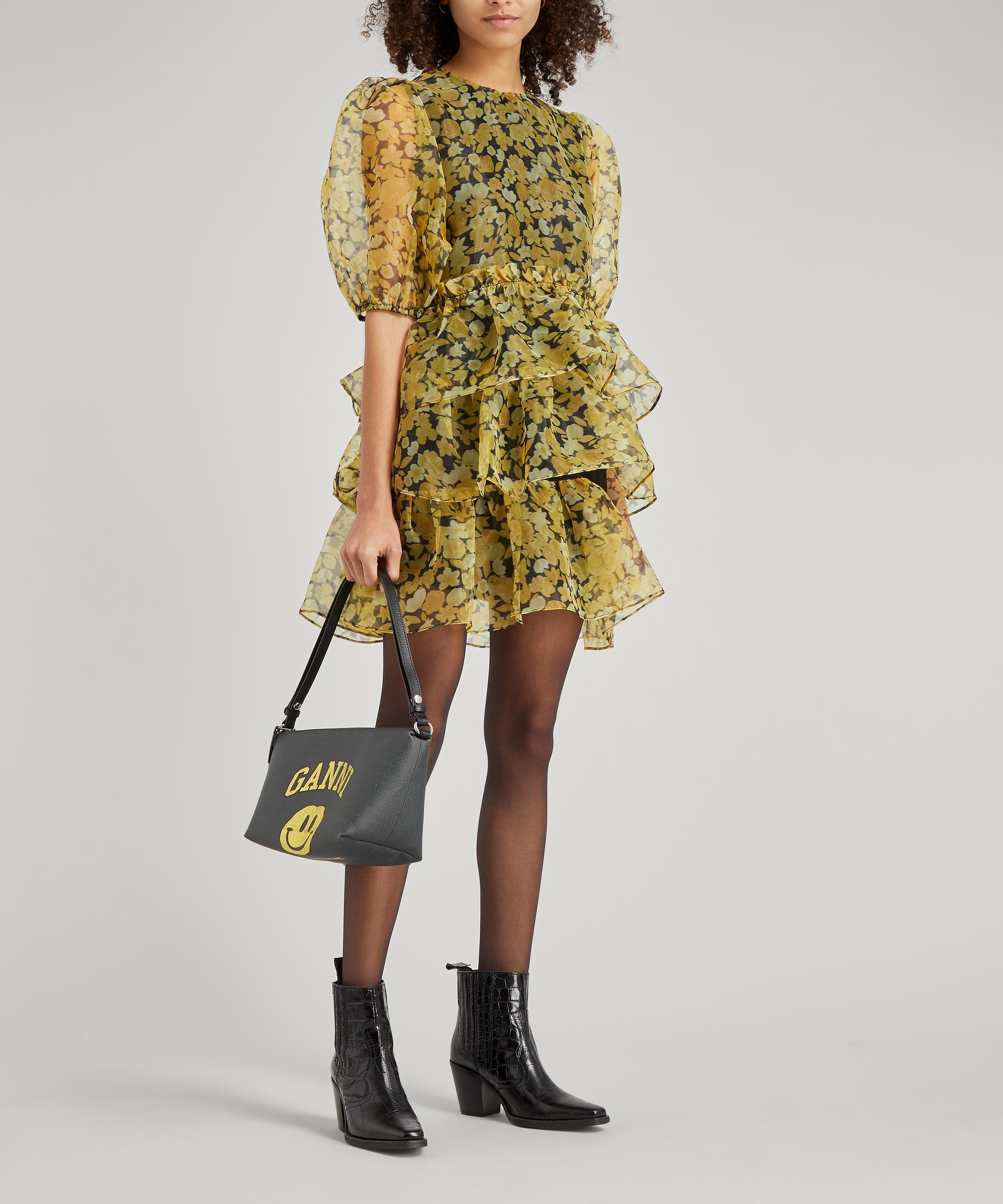 Ganni Organza Puff-sleeve Tiered Mini 