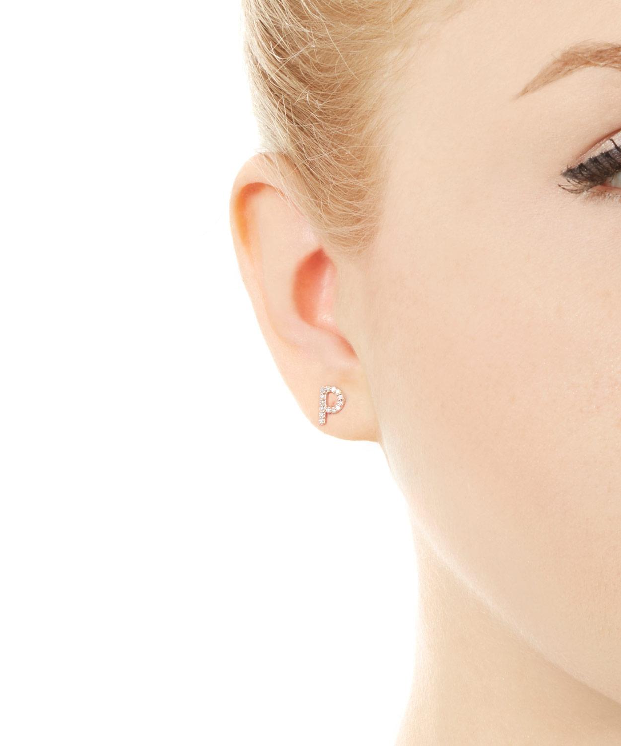 Lyst Kc Designs Rose Gold Diamond P Single Stud Earring