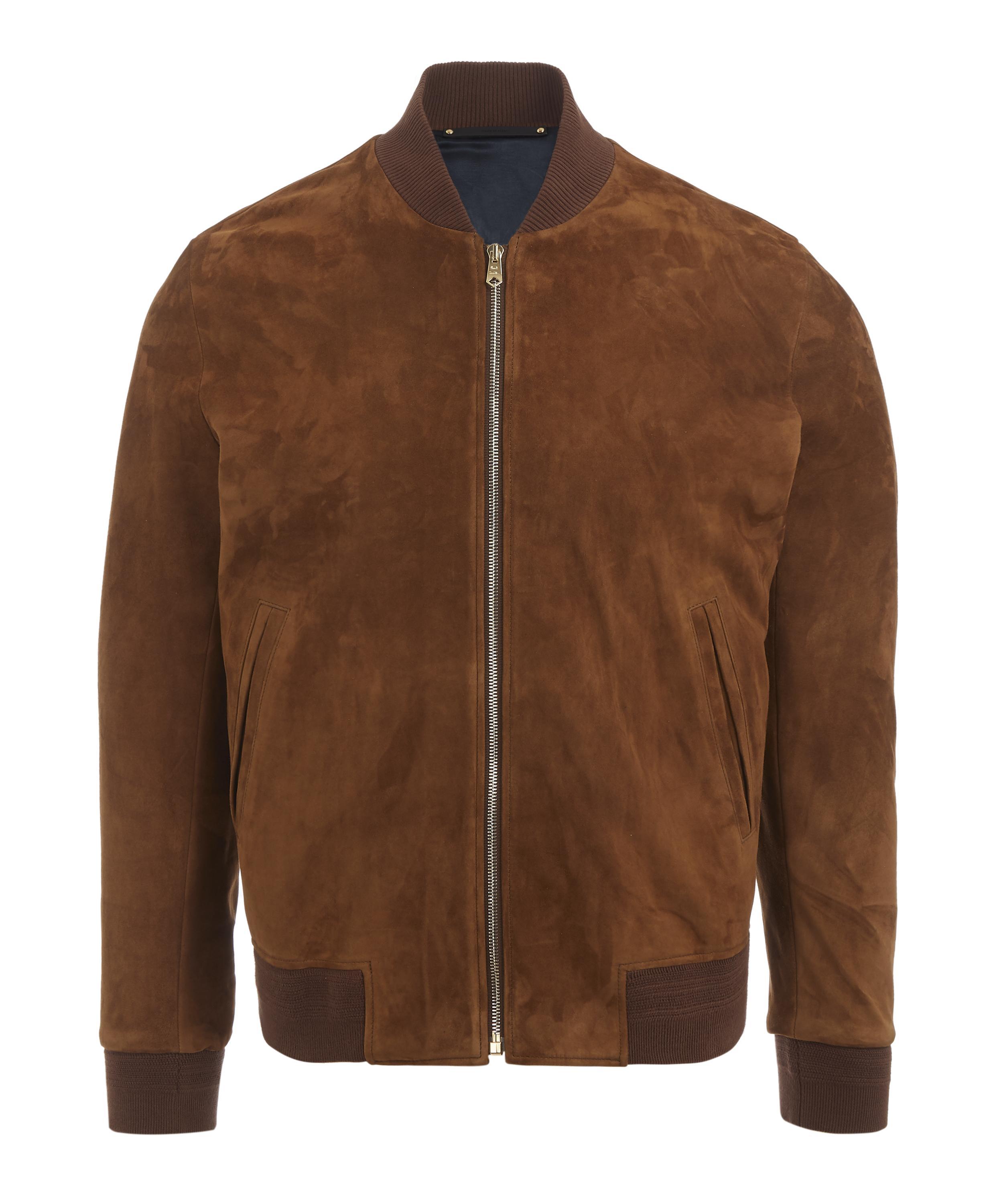 Paul Smith Suede Zipup Bomber Jacket in Brown for Men Lyst