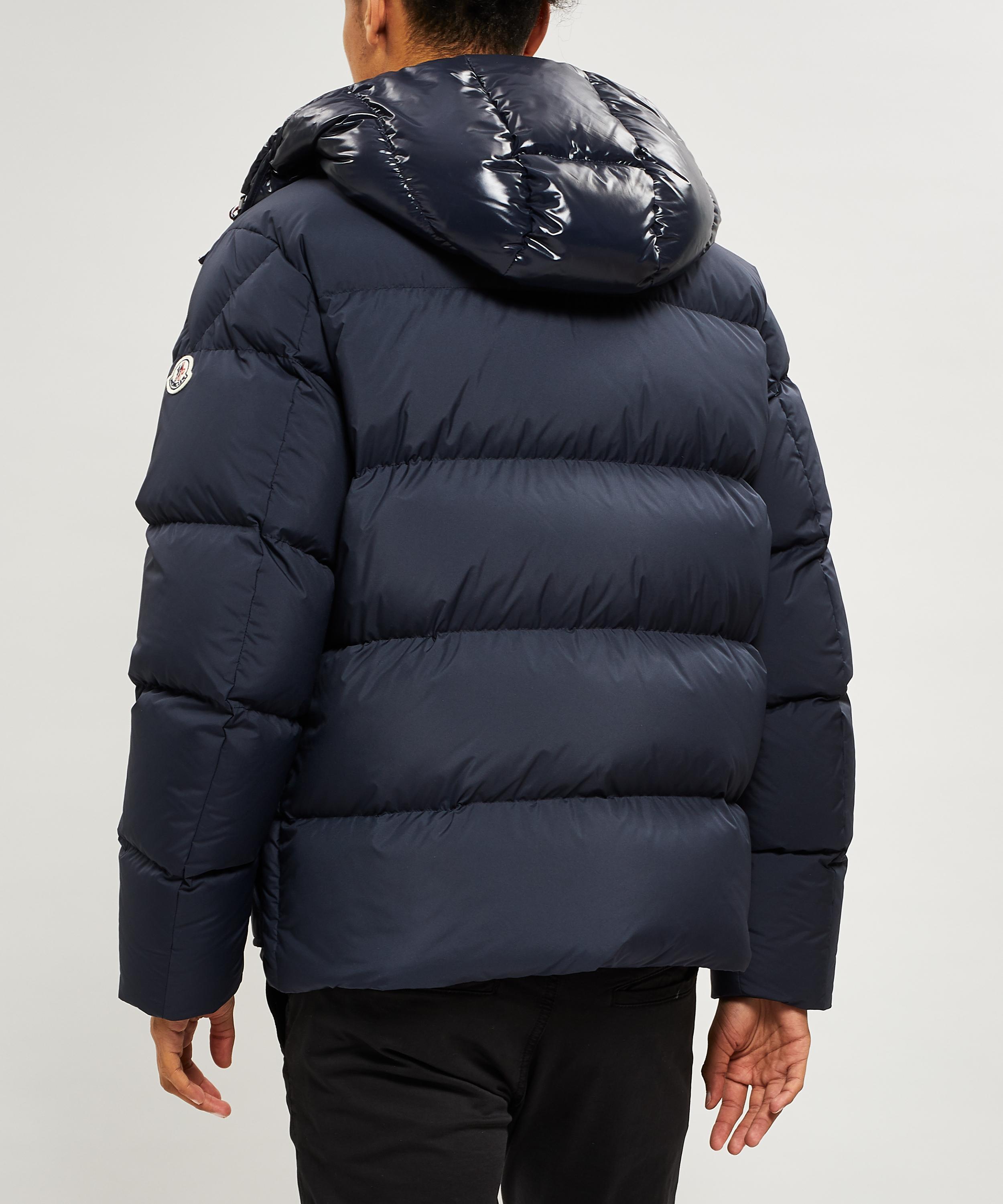 Moncler Felt Glacier Shiny Hood Padded Jacket in Navy (Blue) for Men - Lyst