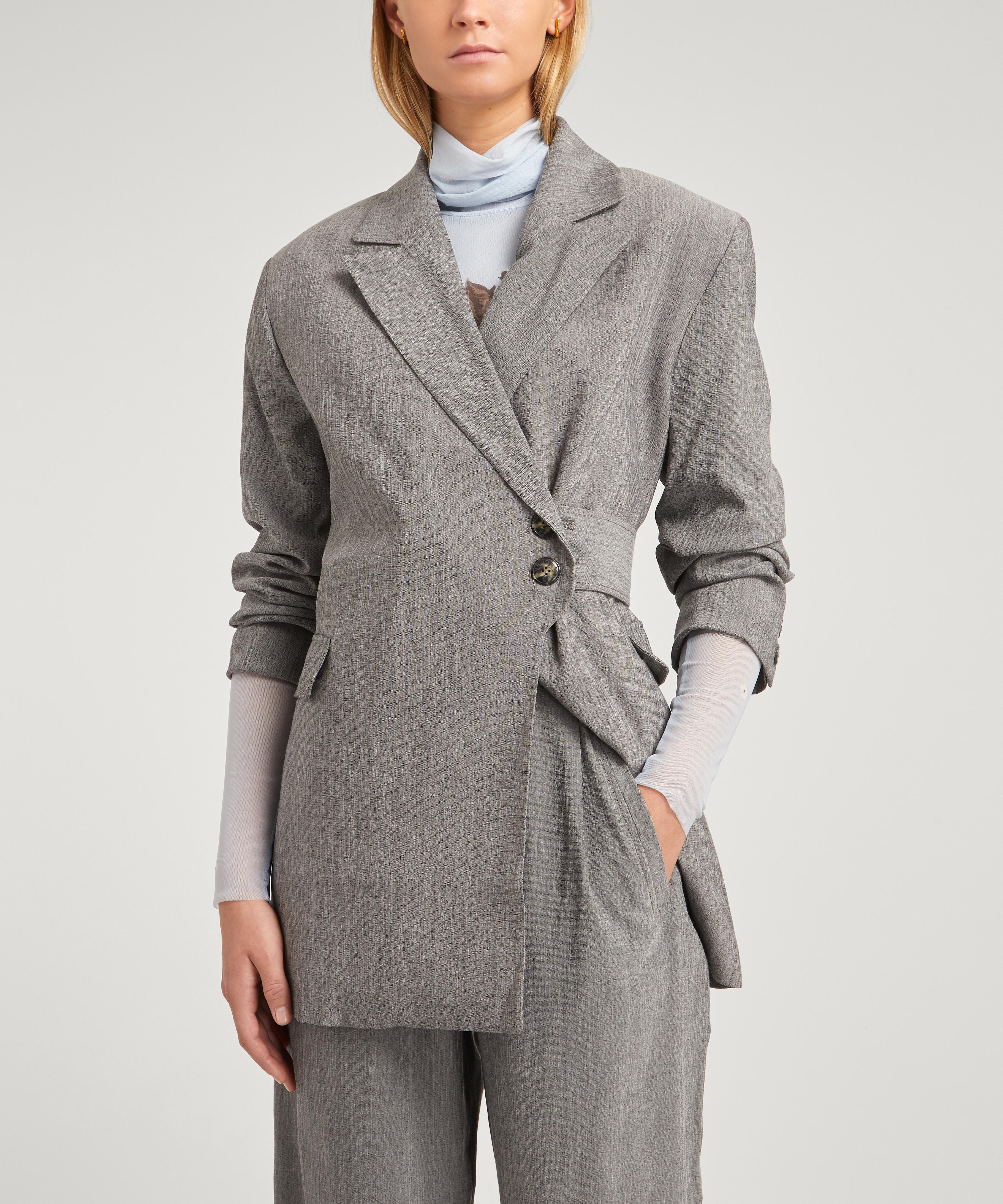 grey belted blazer