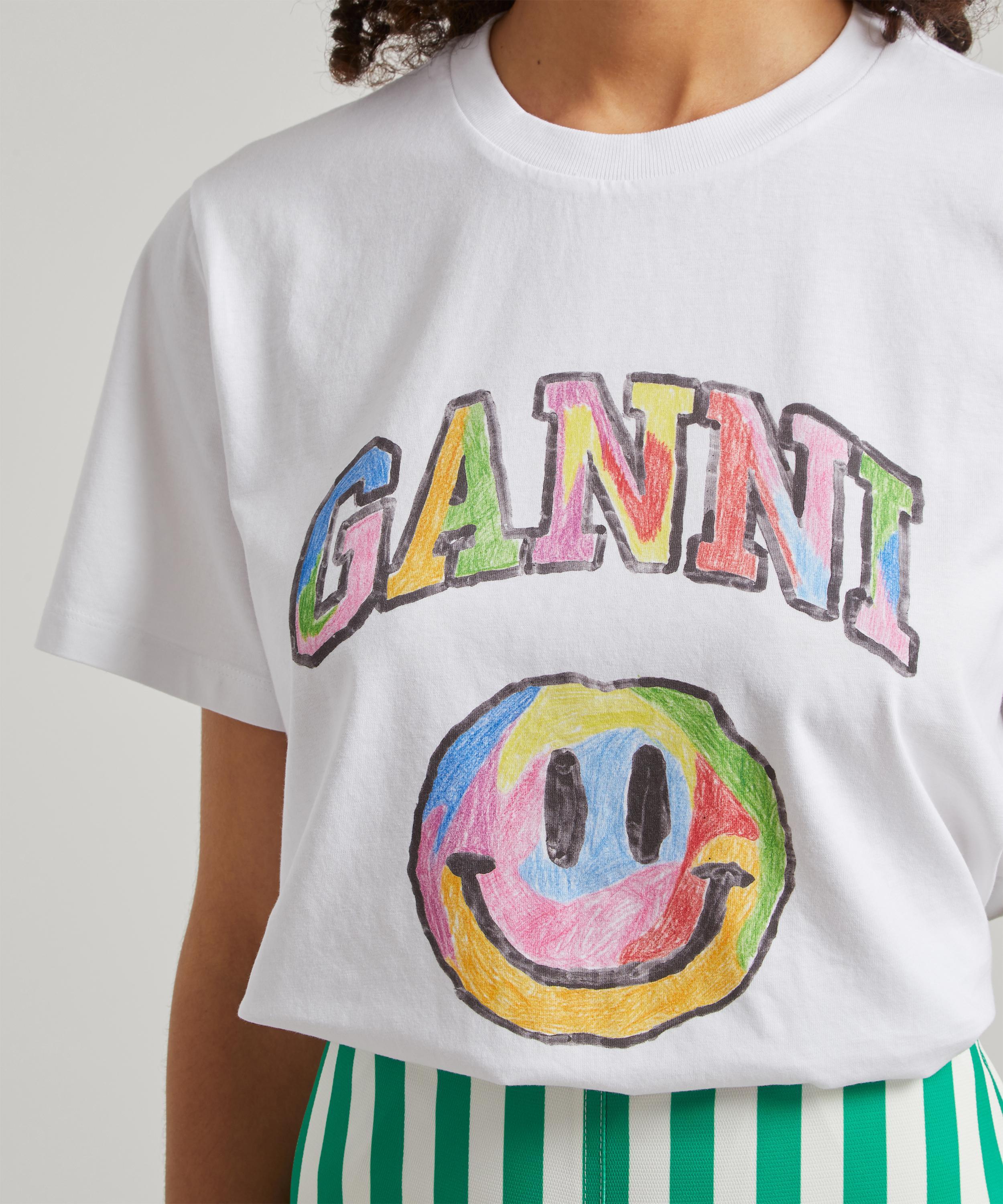 Ganni Cotton Crayon Smiley Print T 