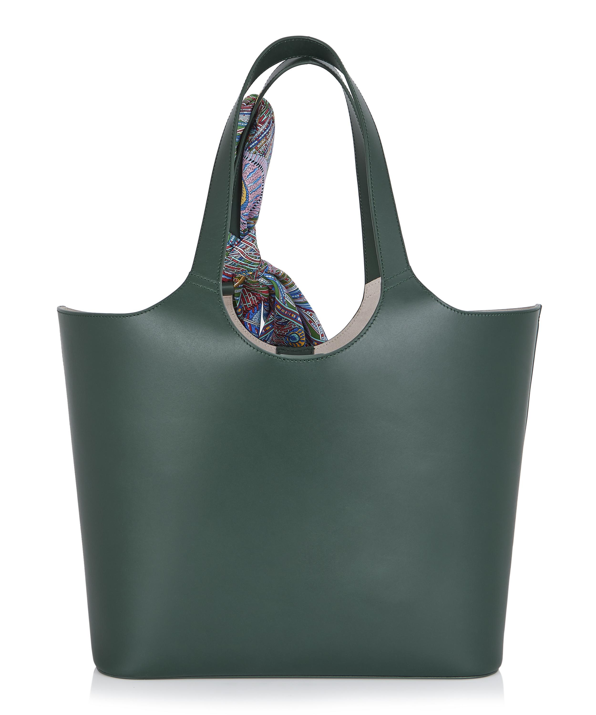 Liberty Audrey Leather Tote Bag With Customisable Silk Scarf in Green ...
