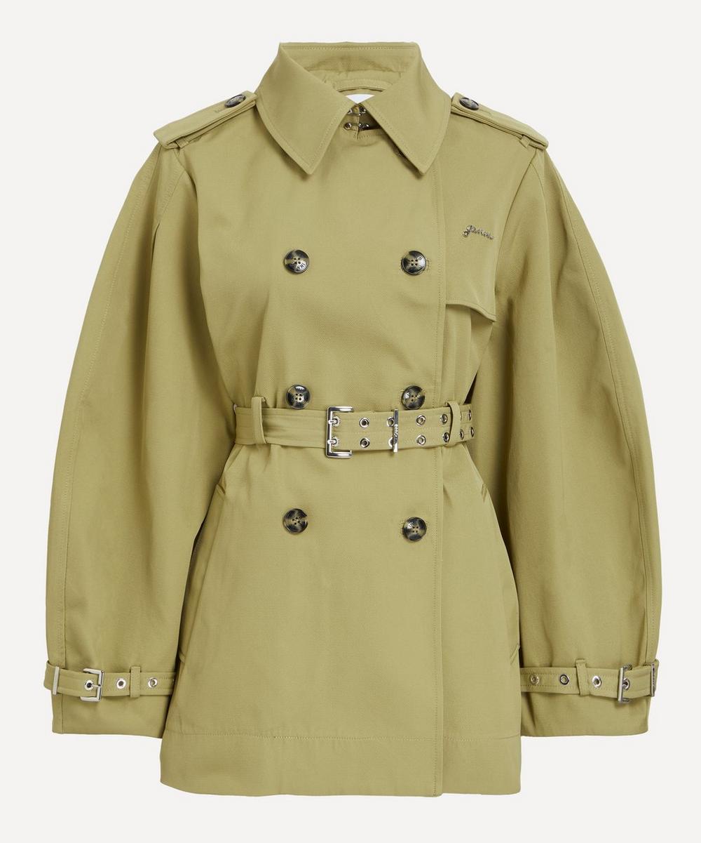 トレンチコート Ganni FW25 TRENCH MIDI (W0396 028) Boa Beige Heavy Twill Midi Trench Coat | GANNI US