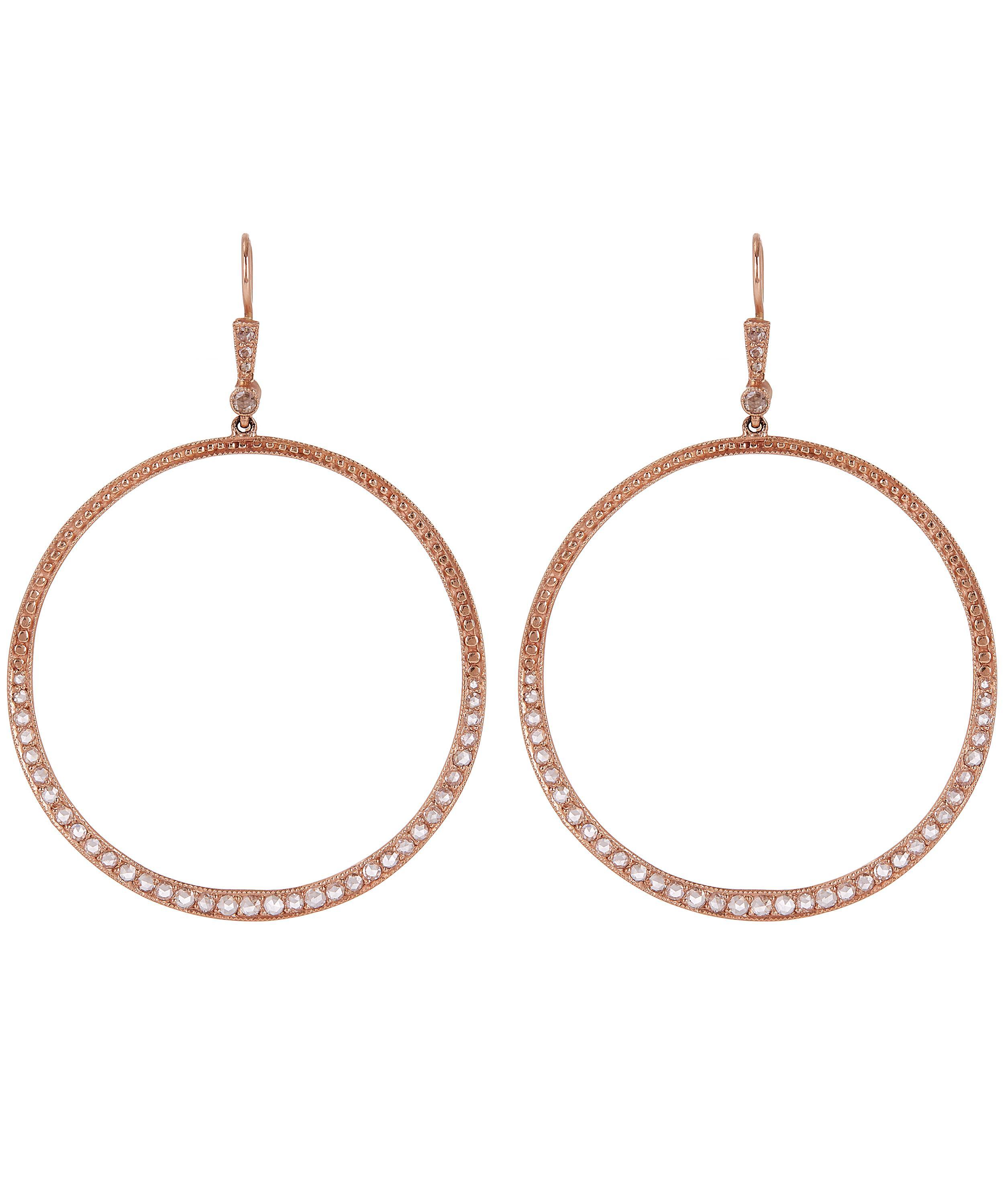Lyst - Andrea Fohrman Rose Gold Large Diamond Hook Hoop Earrings in ...
