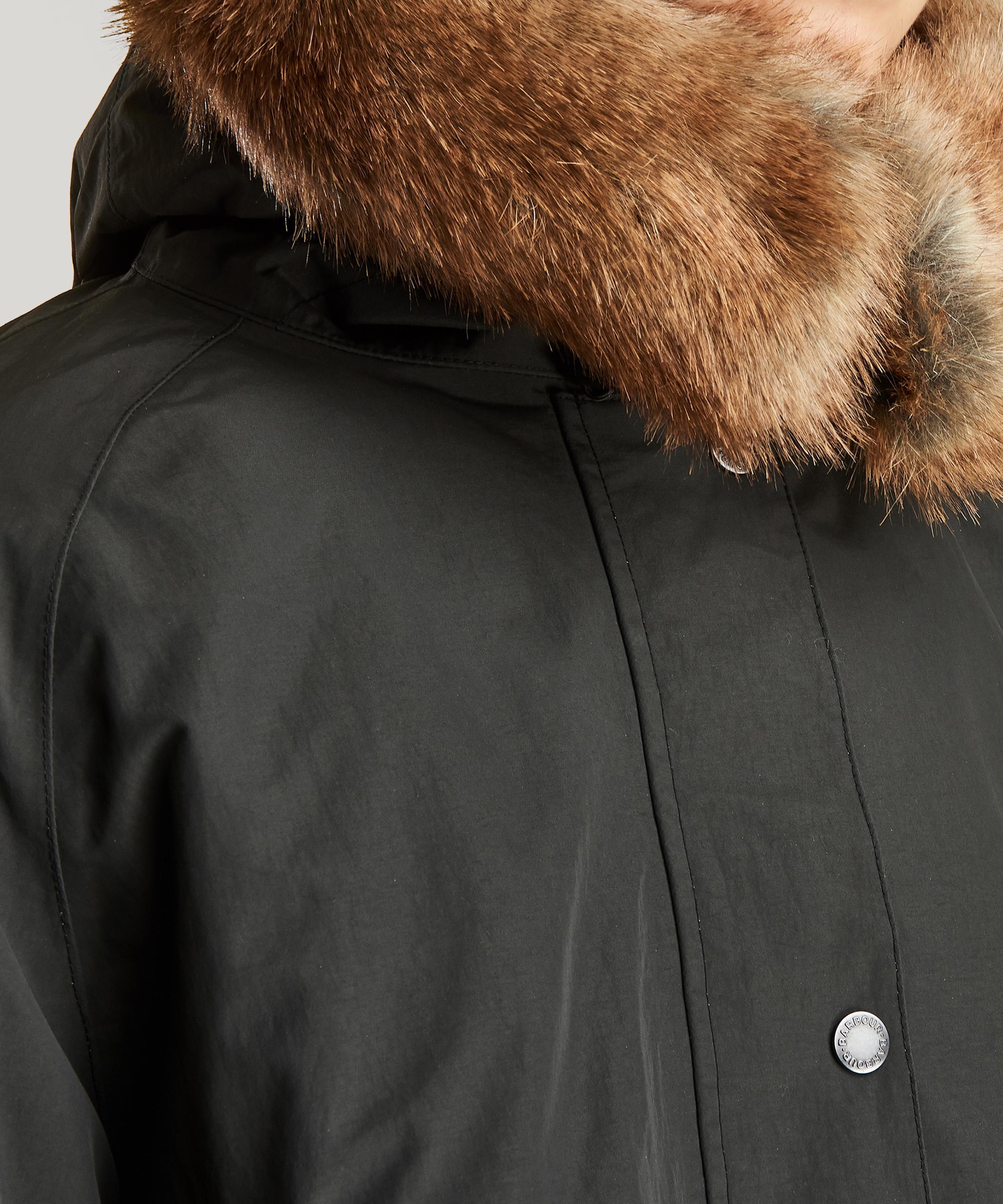 barbour dexy waterproof parka with detachable faux fur hood