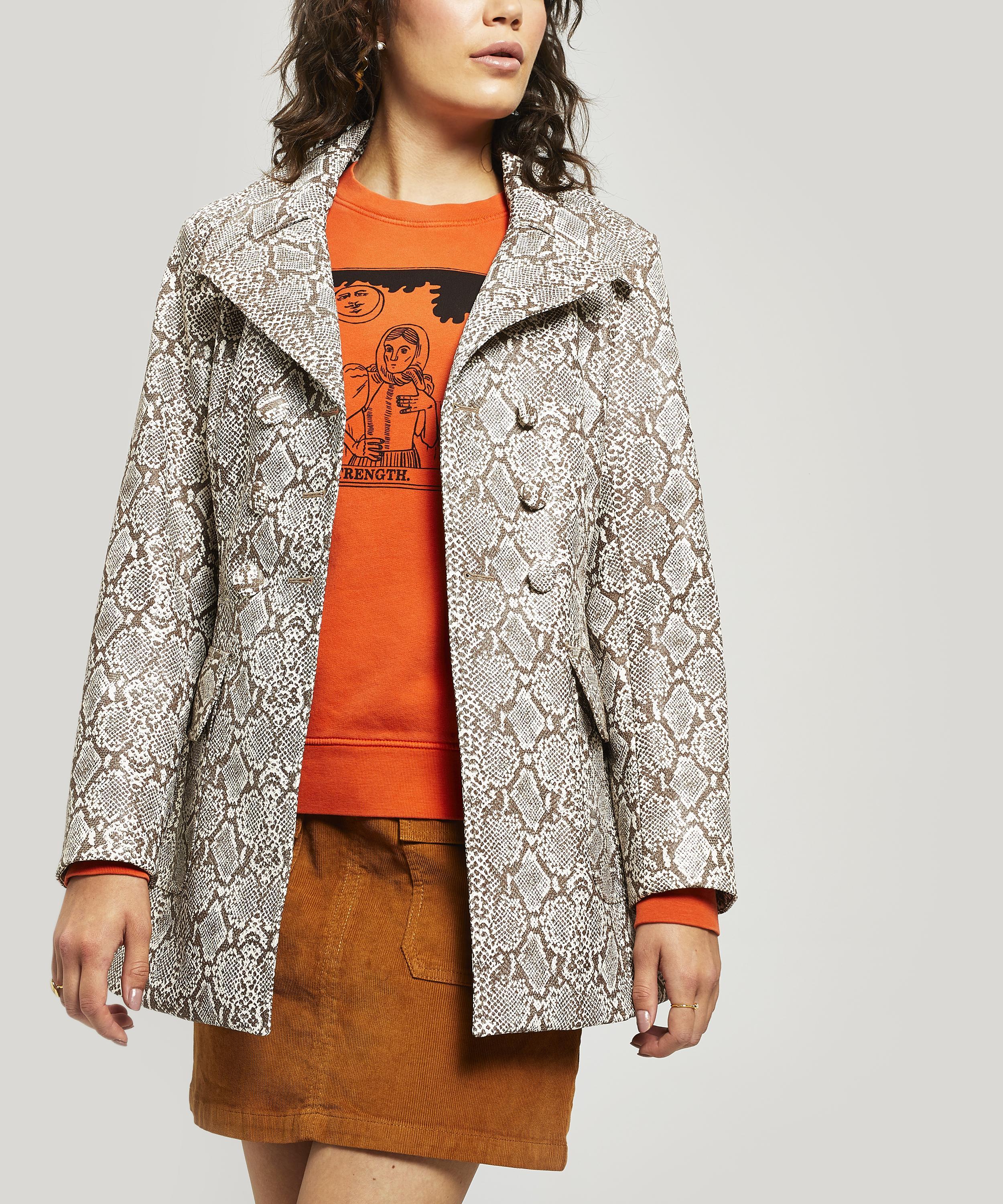 ALEXACHUNG Cotton Snakeskin Jacket in Brown - Lyst