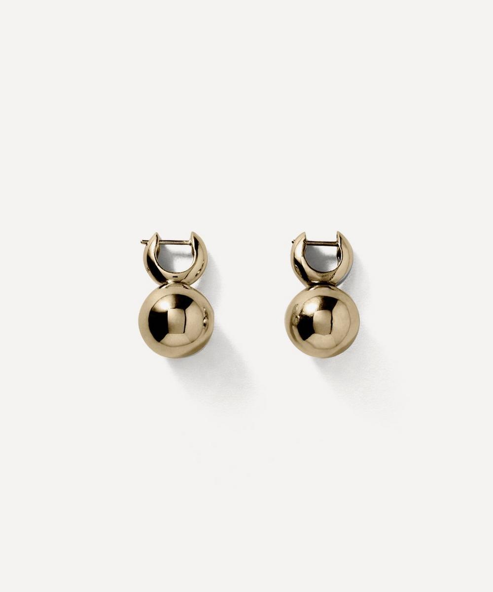 Annika Inez 14Ct-Plated Pivot Sphere Hoop Earrings in White | Lyst UK