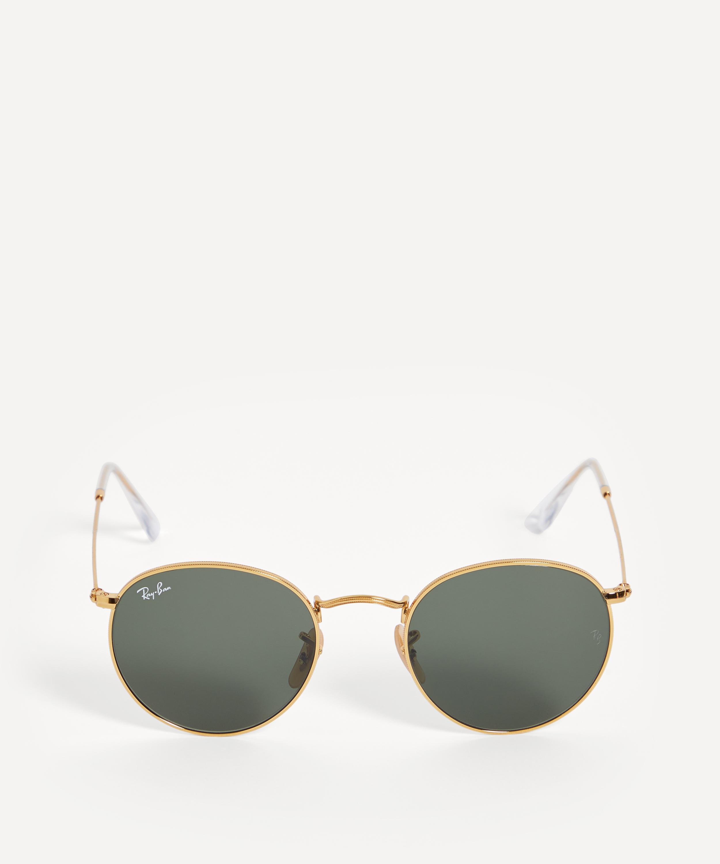 Ray Ban Mens Round Gold tone Metal Sunglasses in Green for Men
