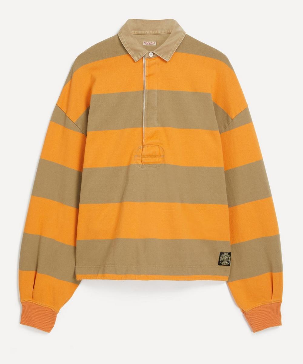 Kapital Jail Stripe Jersey Big Rugger Polo Shirt in Yellow for Men