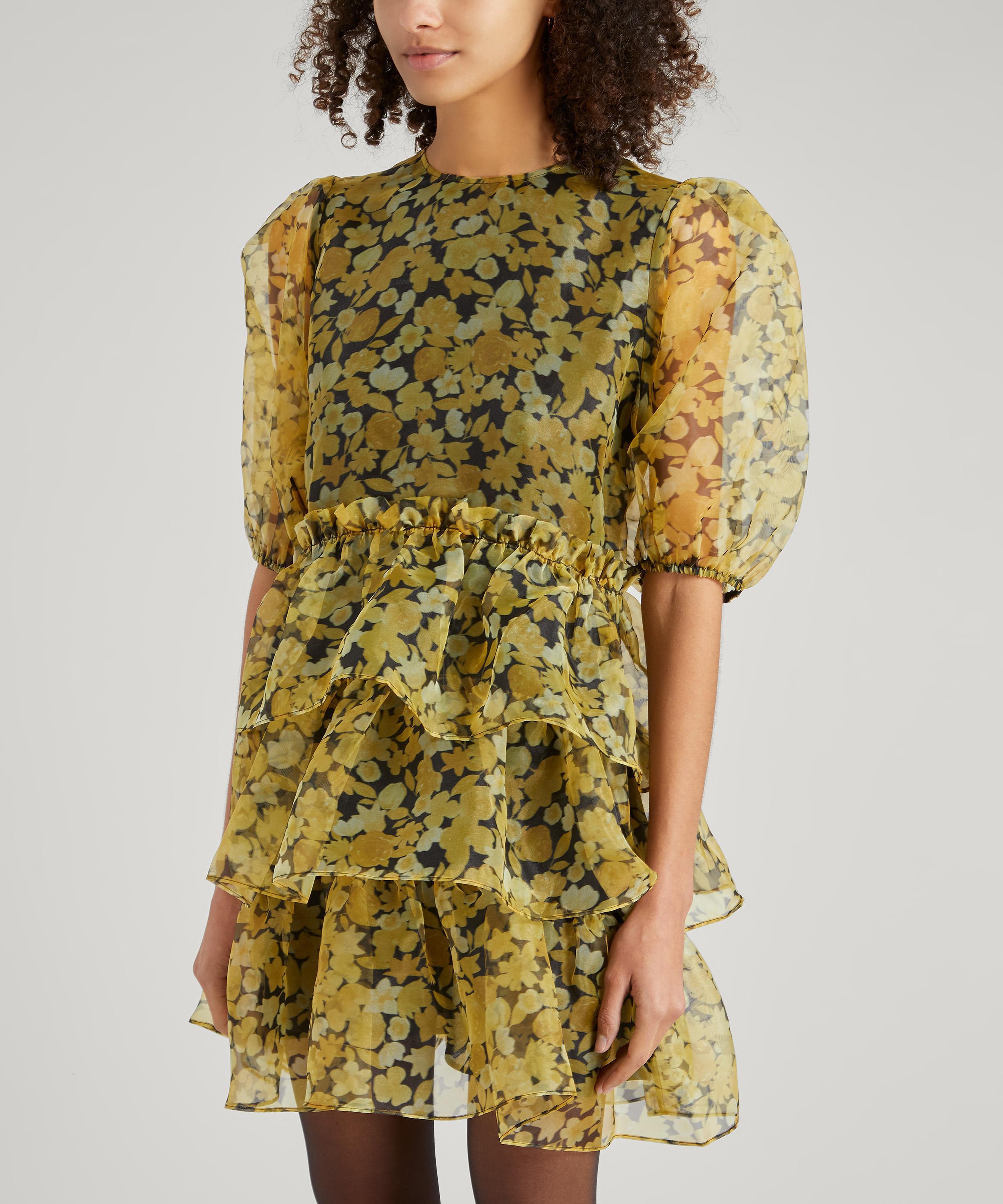 Ganni Organza Puff-sleeve Tiered Mini 