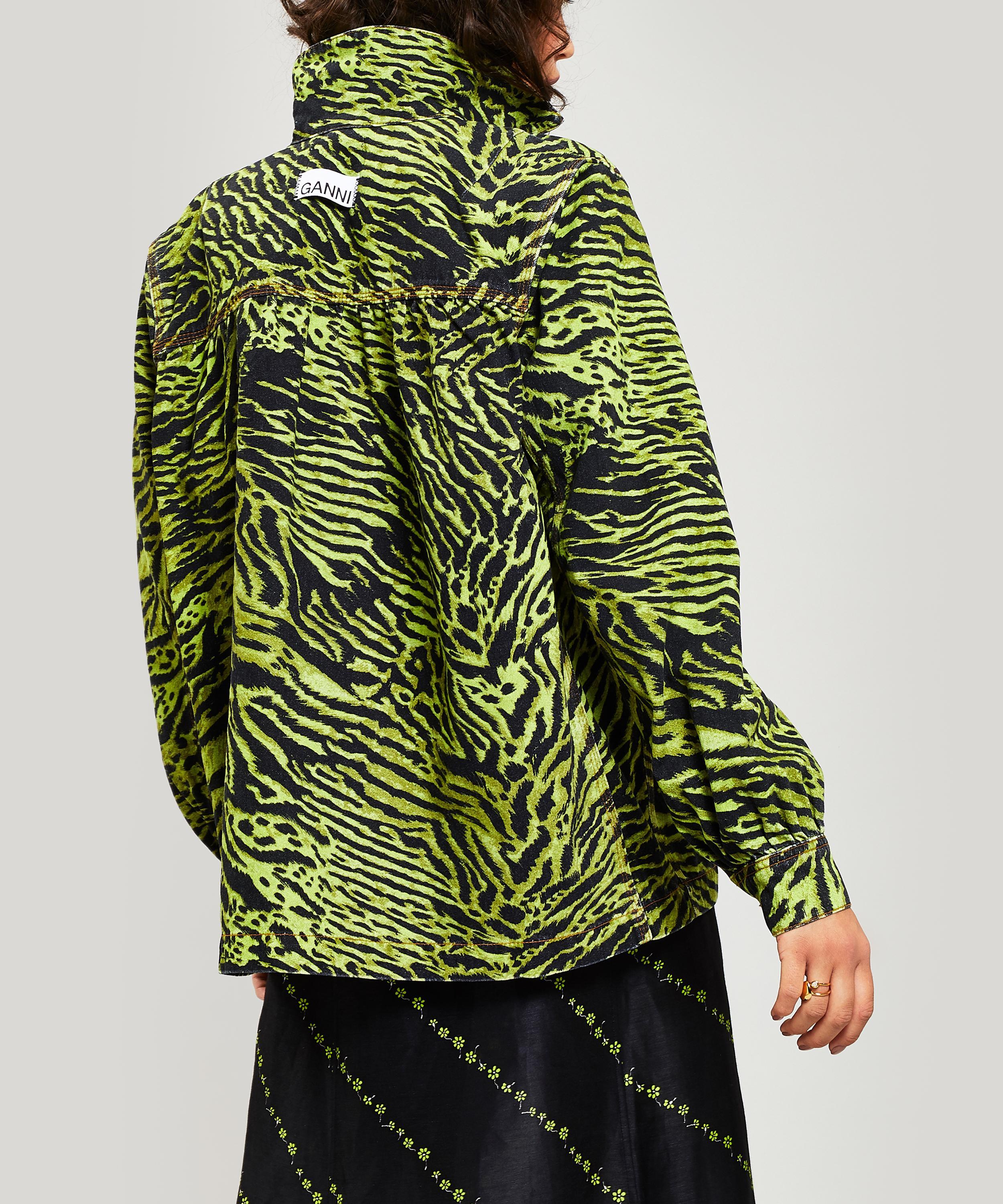 Ganni Tiger Print Denim Jacket in Lime Tiger (Green) | Lyst Australia