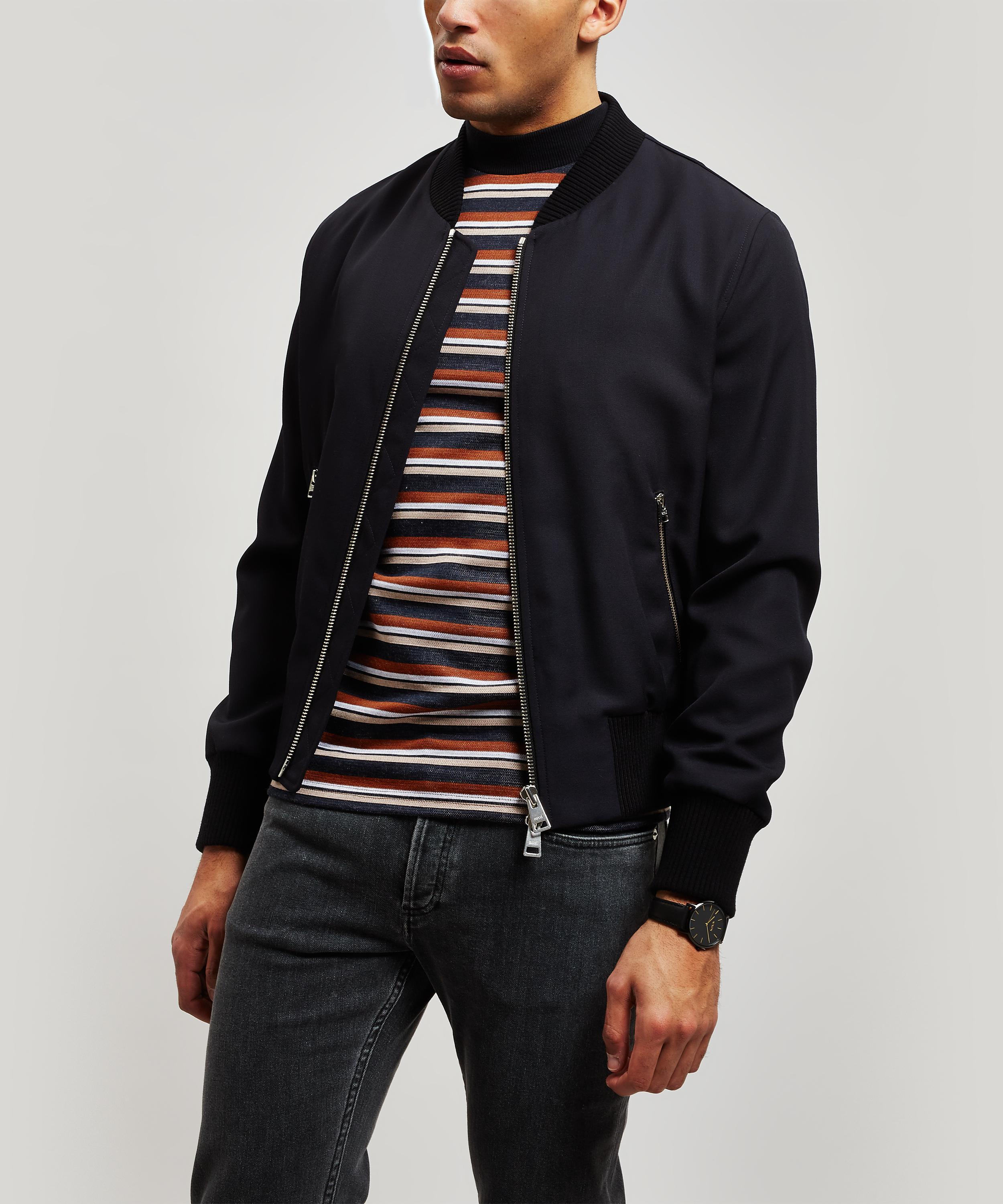 AMI Wool Zipped Bomber Jacket in Navy (Blue) for Men - Lyst