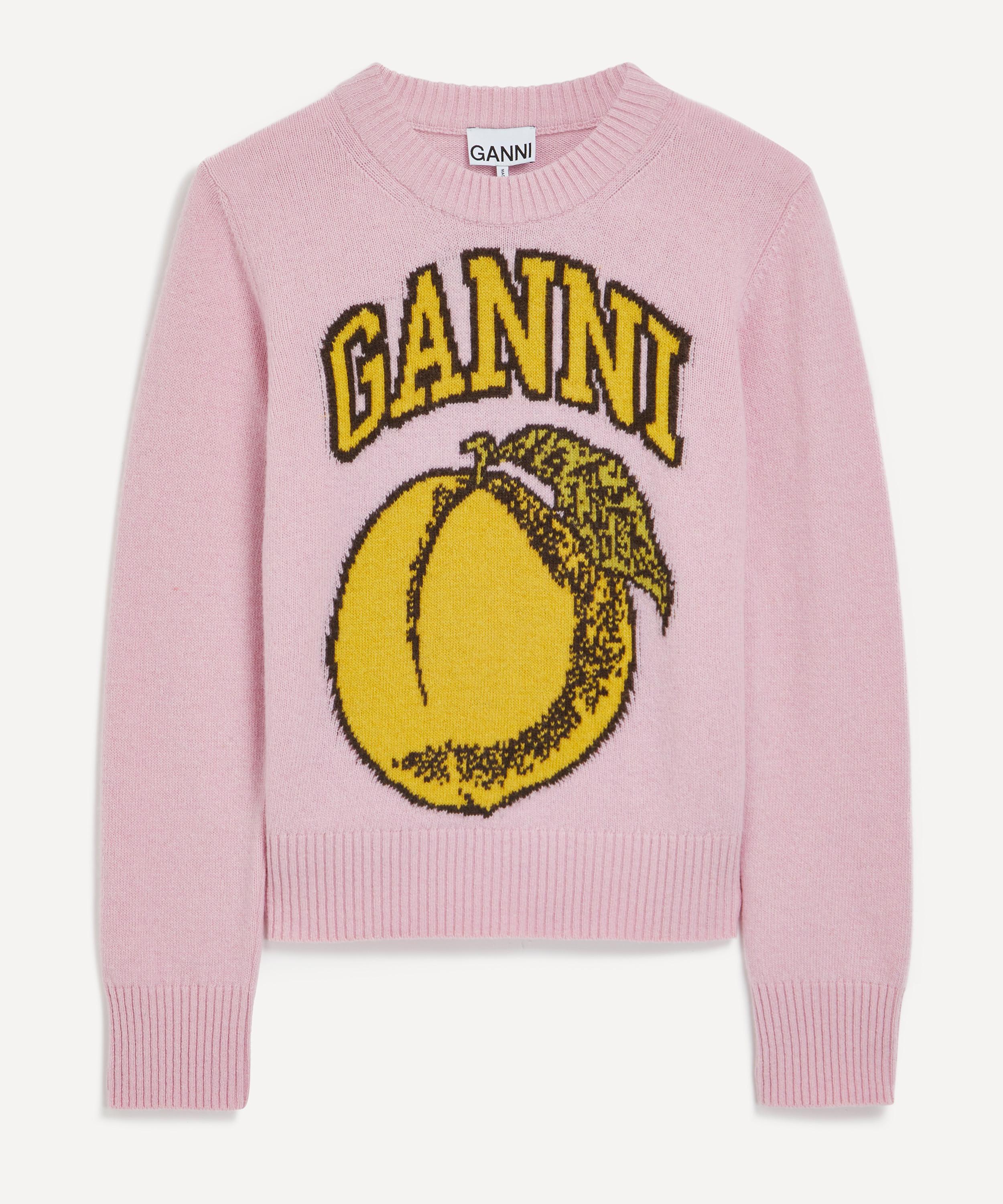 Ganni Women's Graphic O-neck Pullover Peach Jumper in Pink | Lyst