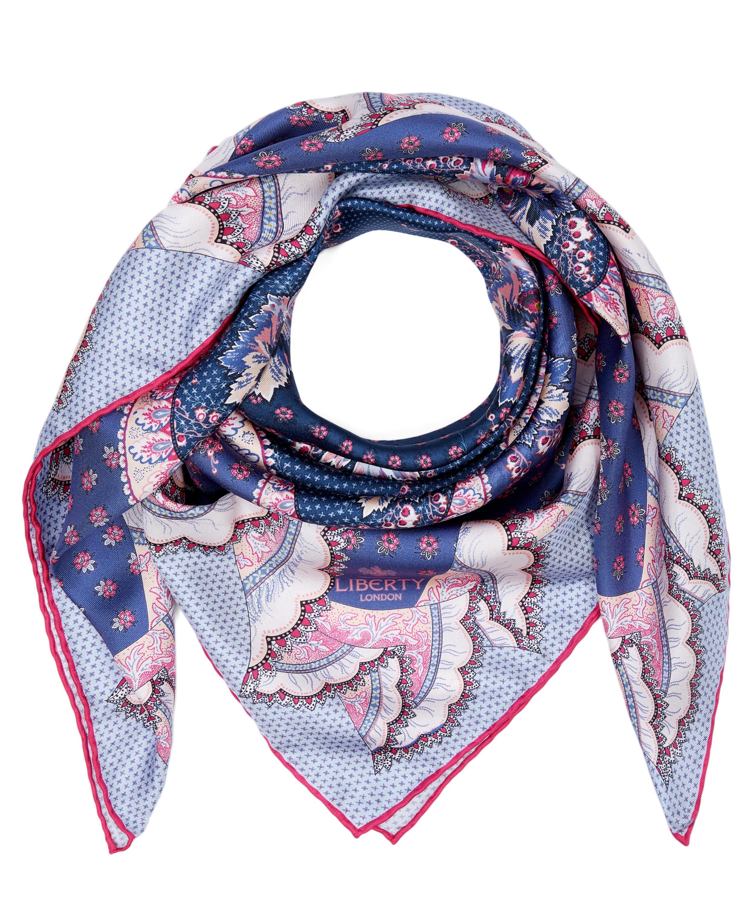 Liberty Women's Rita And Cecil 90 X 90cm Silk Twill Scarf in Blue