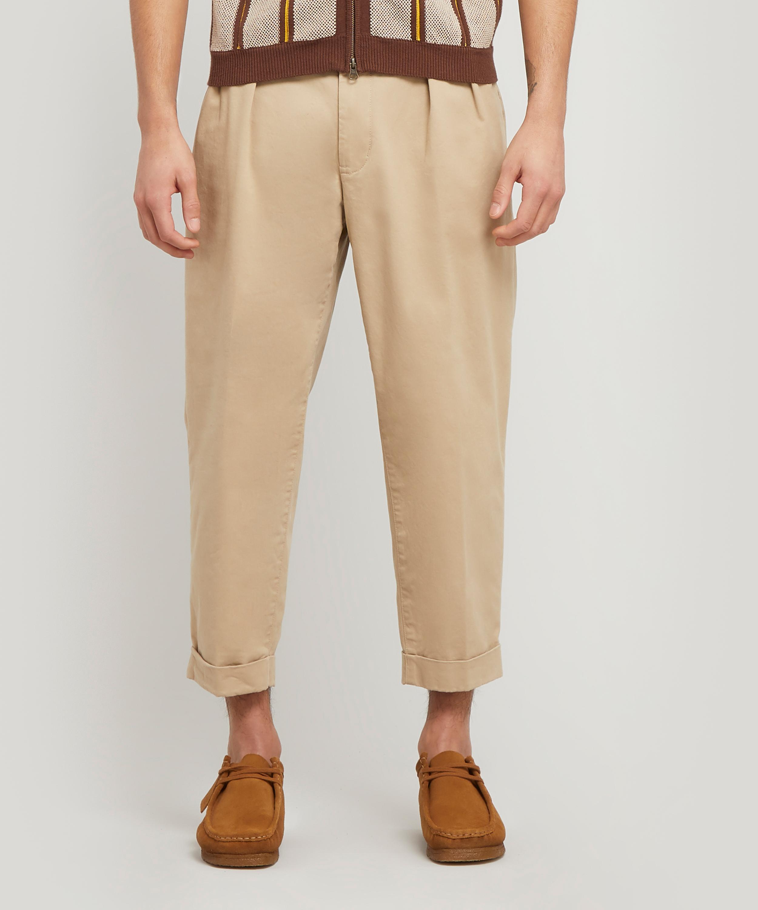 Pleated Chino Trousers in Navy 