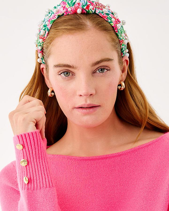 Lilly Pulitzer Slim Knot Embellished Headband in Pink -New Lele Sadoughi | Woven Knotted Headband main image 2
