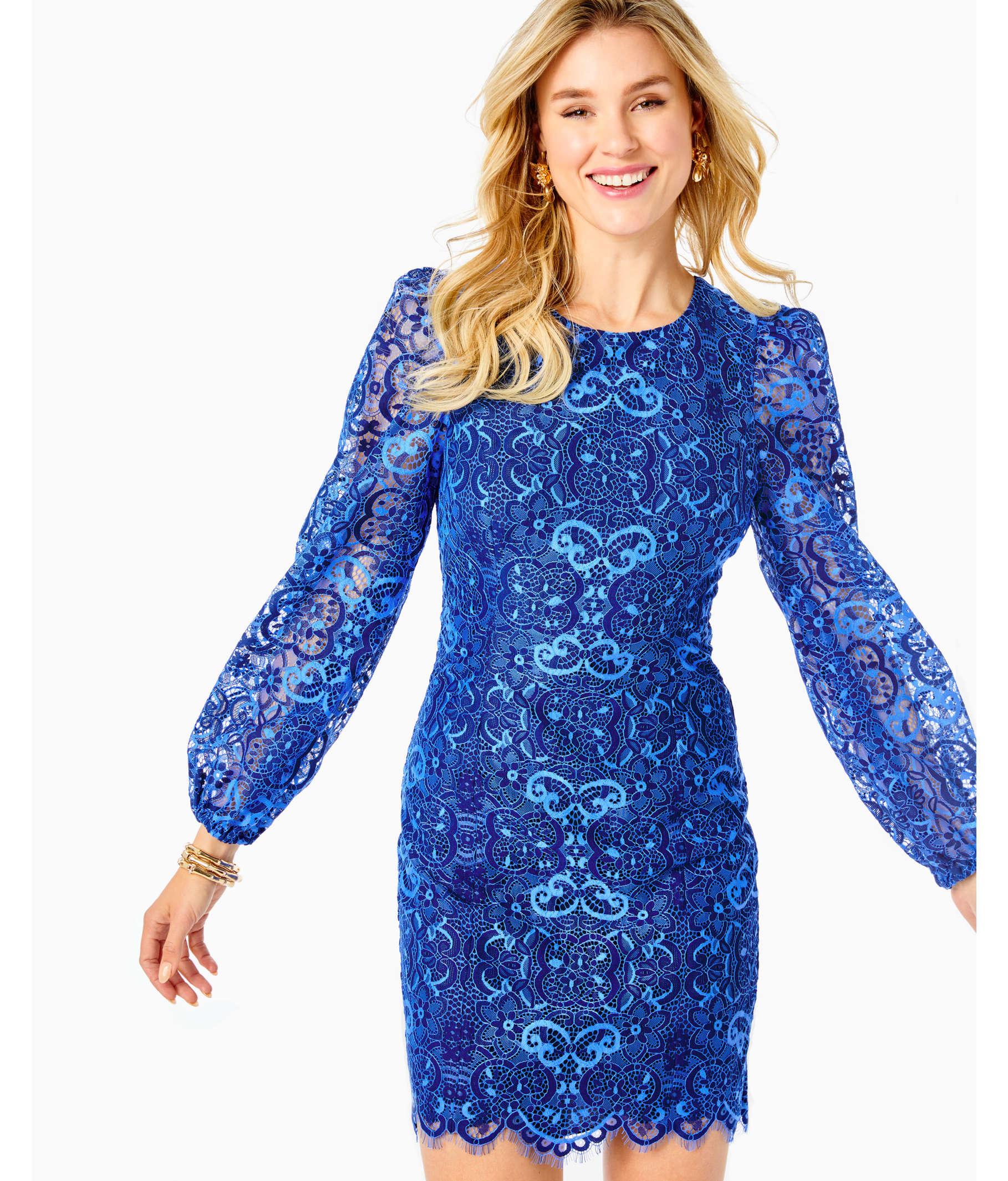 Lilly Pulitzer Women's Lace Dress In Blue, Two Tone Carnival