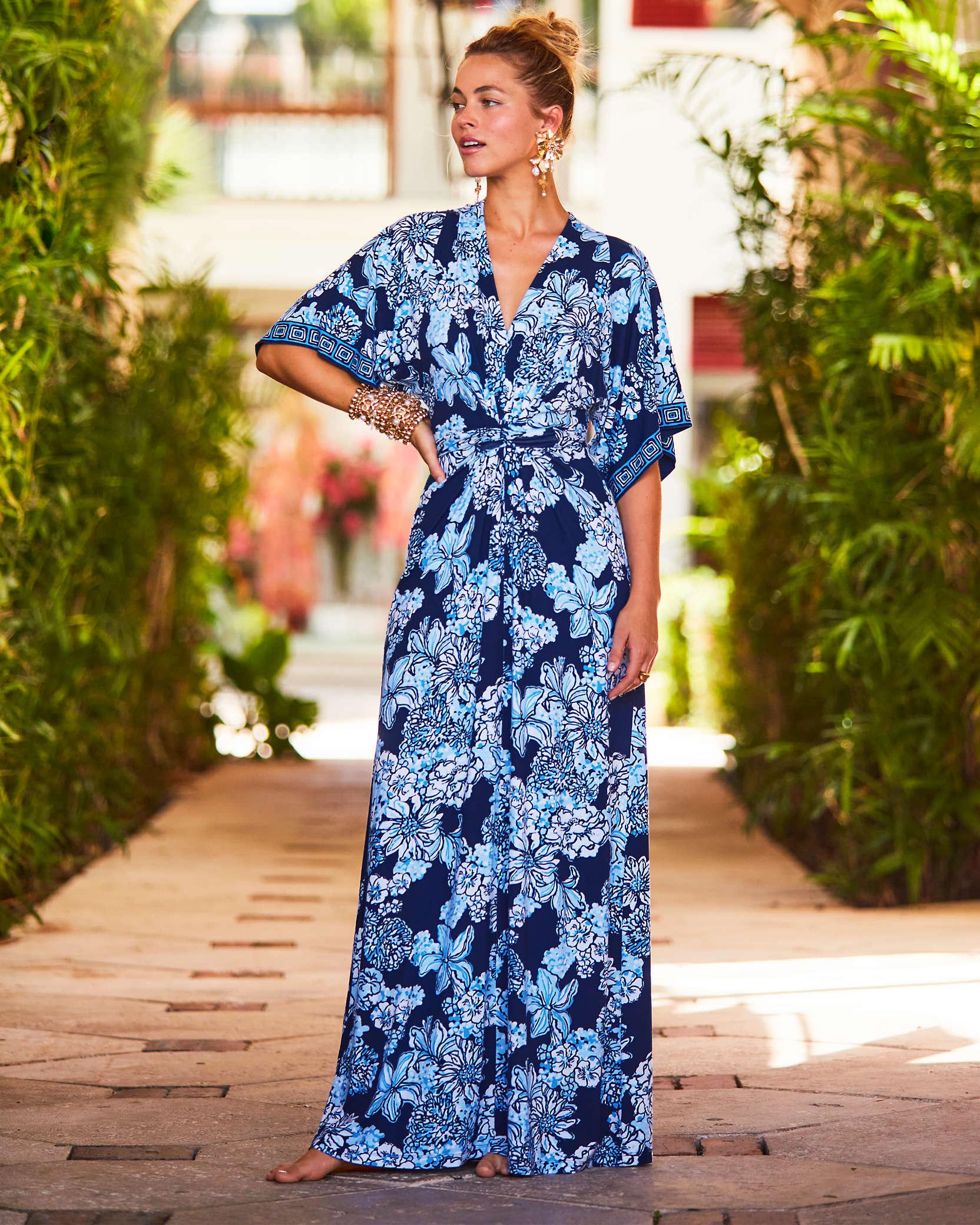 Lilly Pulitzer Wisteria V neck Maxi Dress in Blue Lyst