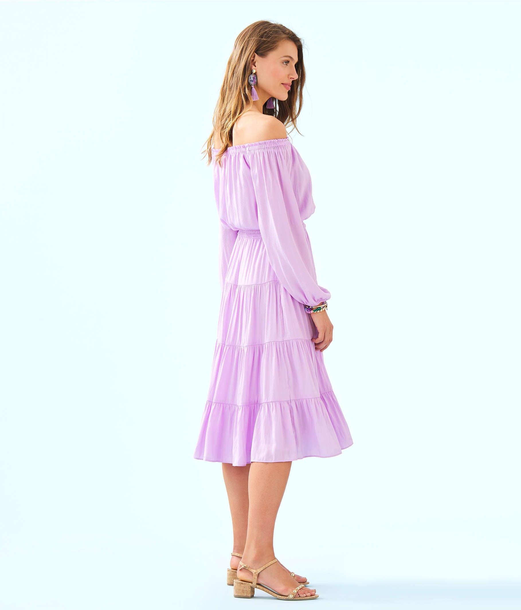 Lilly Pulitzer Jennie Off-the-shoulder Midi Dress in Purple - Lyst