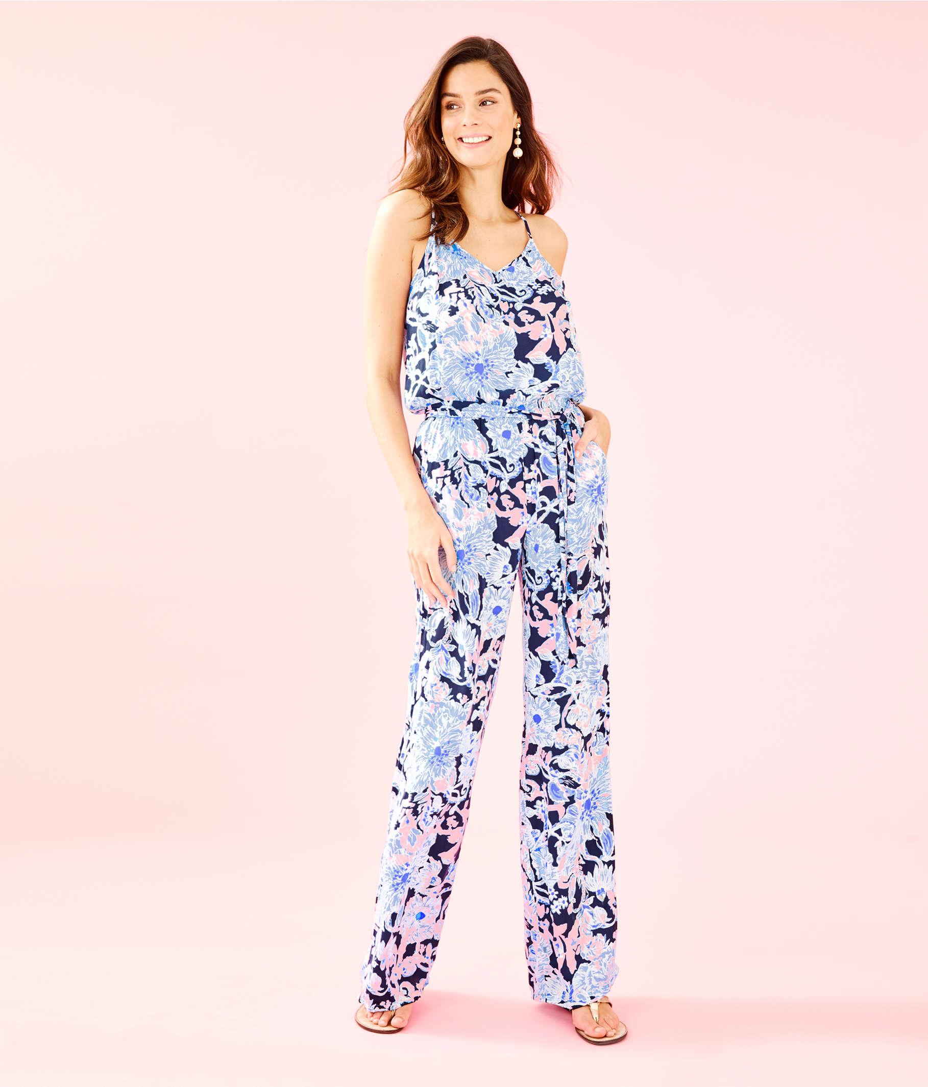 Lilly Pulitzer Satin Dusk Jumpsuit in Blue Lyst