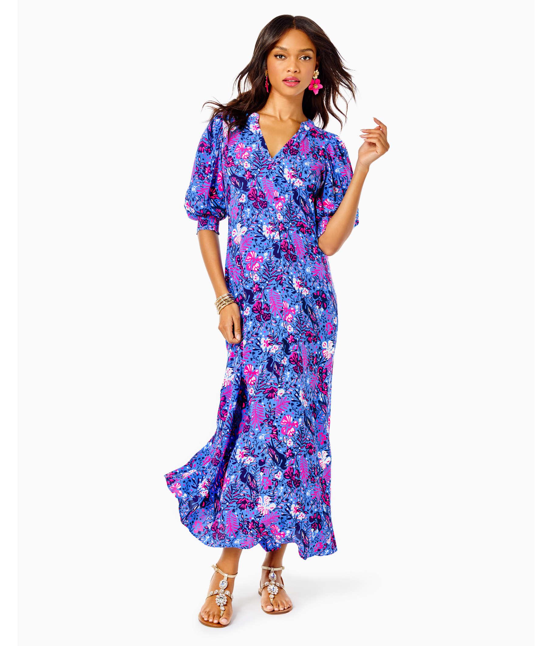 Lilly Pulitzer Women's Andrei Maxi Dress In Blue, Birds Eye View In