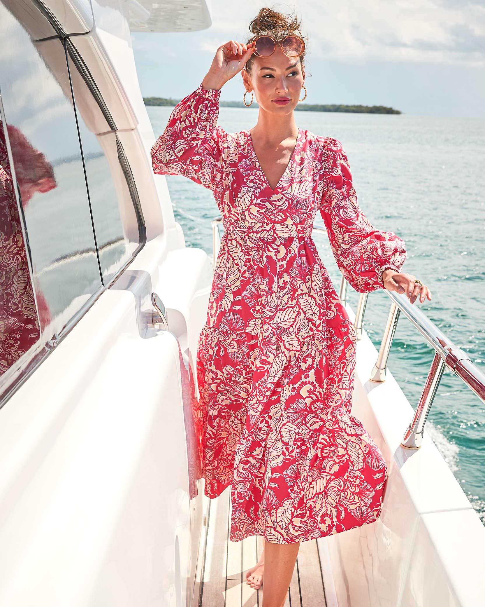 Lilly Pulitzer Tinslee Long Sleeve Midi Dress in Pink Lyst
