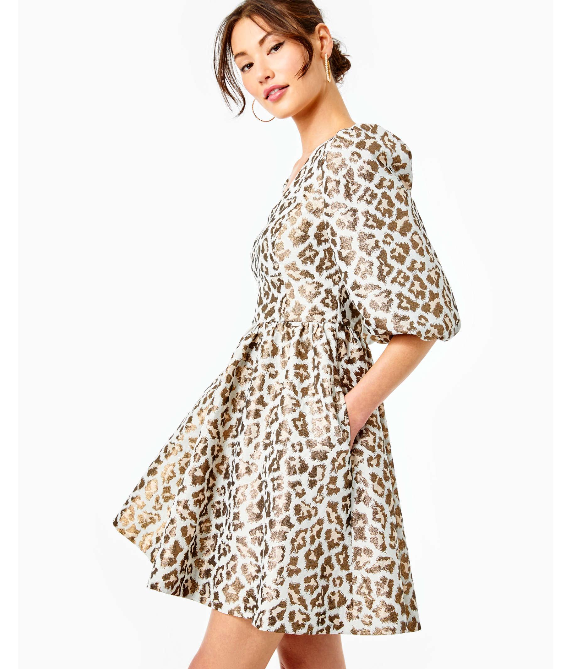 Metallic Leopard Jacquard Dress