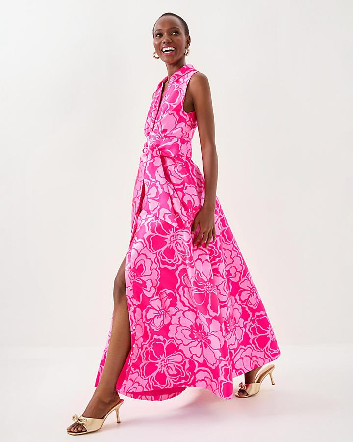 strapless open back dress Gracelyn Halter Midi Dress – The Printed Peach Savannah main image 1