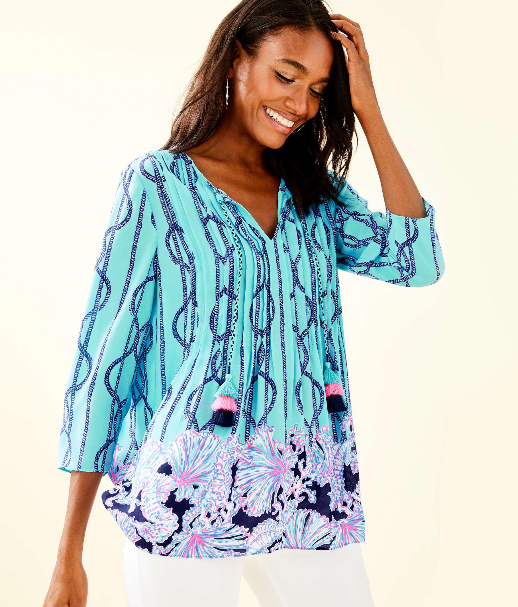 Lilly Pulitzer Marilina Tunic Top in Blue Lyst