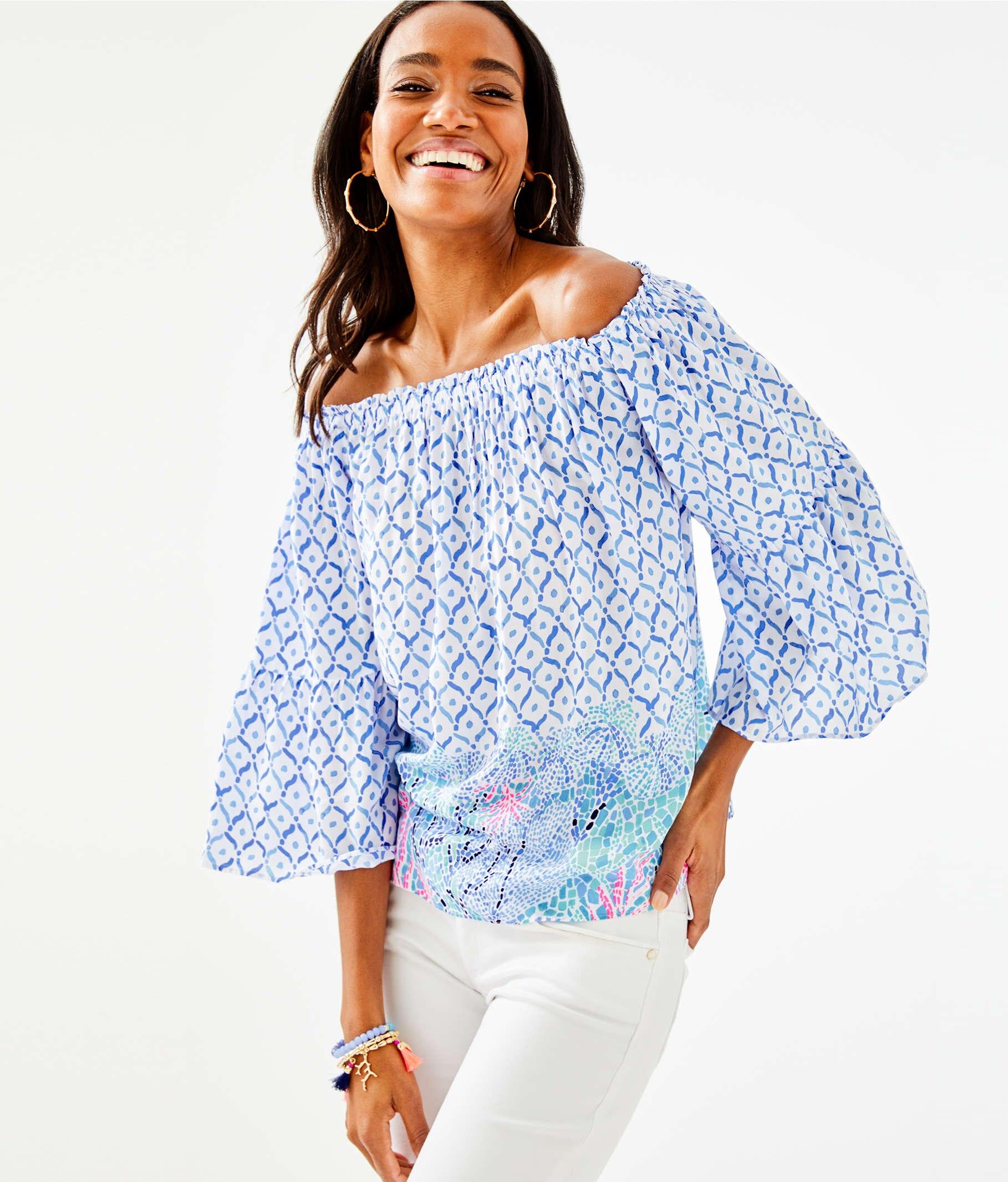 Lilly Pulitzer Nevie Offtheshoulder Top in Blue Lyst