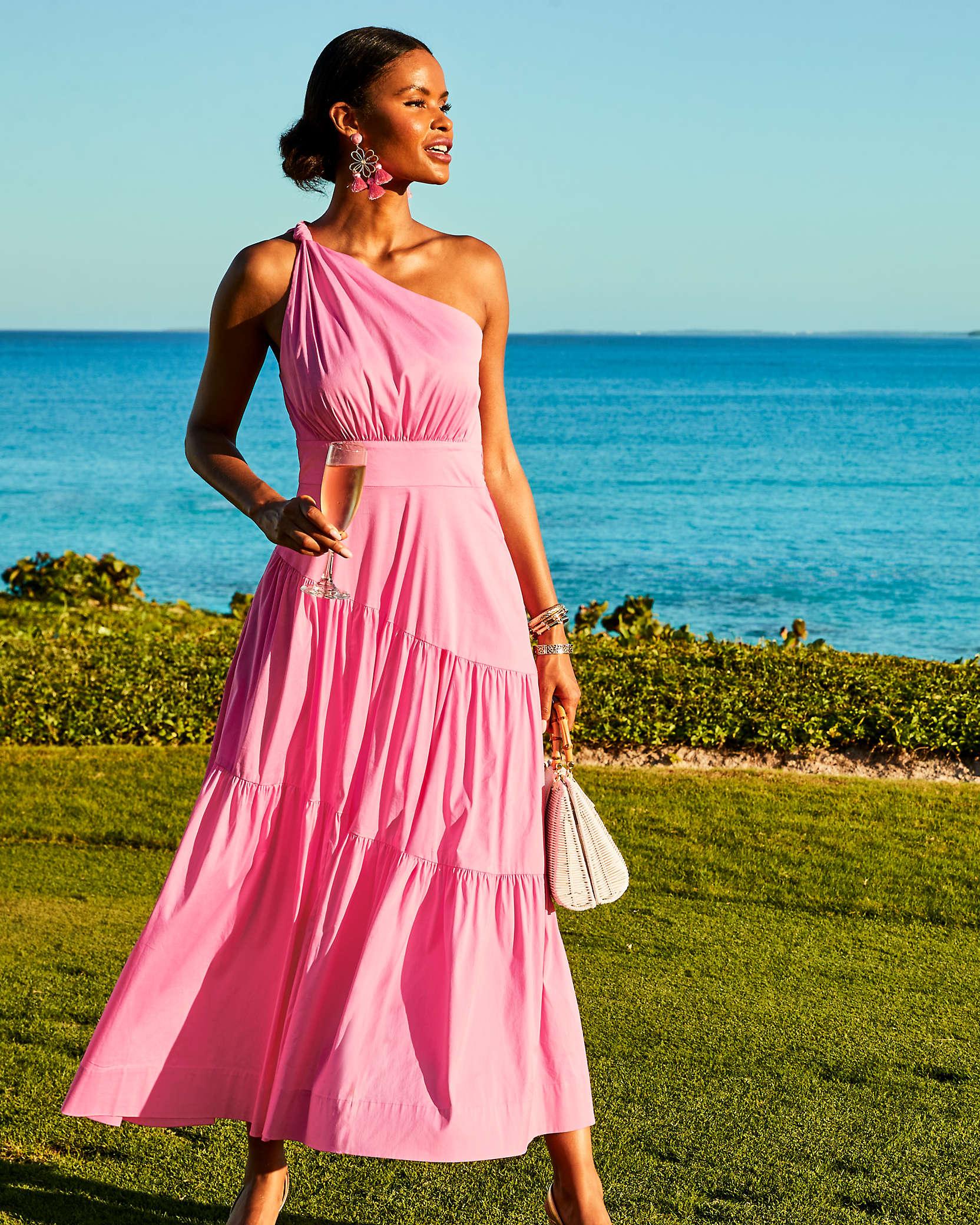 Lilly Pulitzer Lucilyn One shoulder Maxi Dress in Pink Lyst