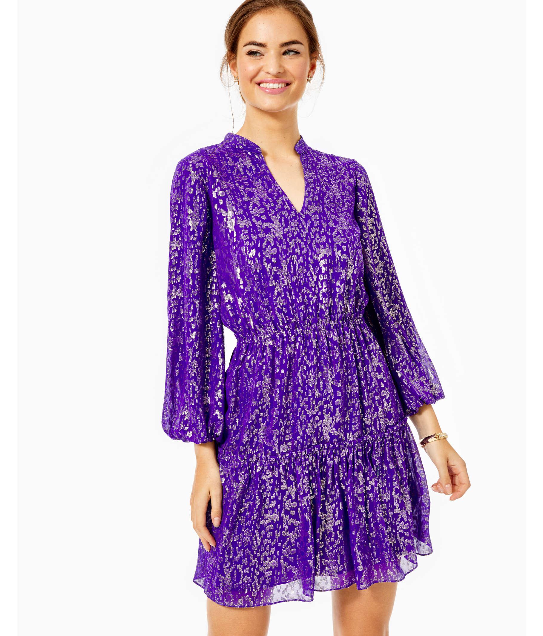 Lilly Pulitzer Joella Silk Dress in Purple - Lyst