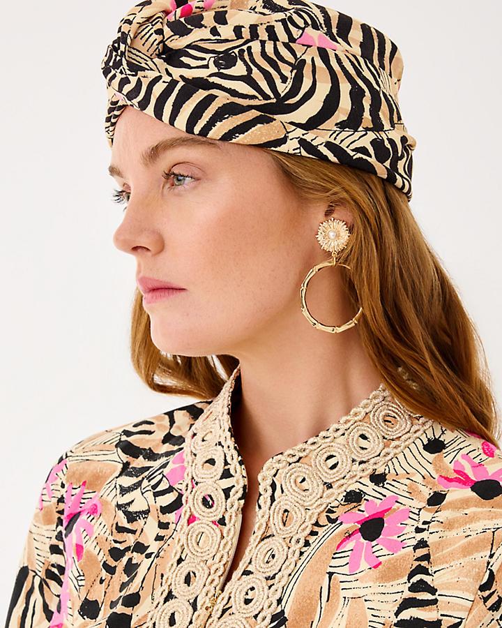 Lilly Pulitzer Black, Cream & Tan Zebra-Print Turban Headband with Pink Accents Lilly Pulitzer | Accessories | Lilly Pulitzer Wicker Case  main image 2