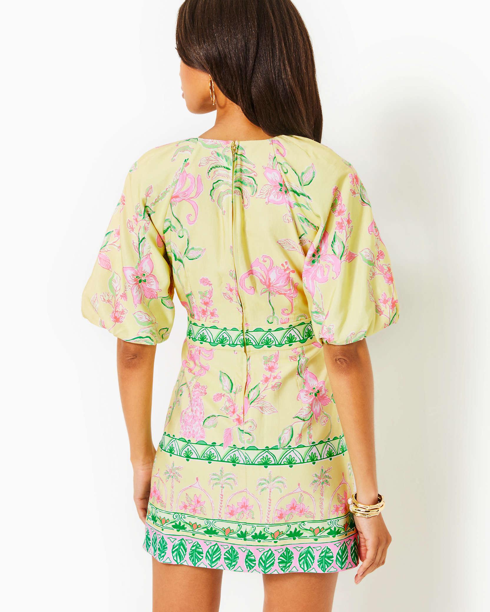 Lilly Pulitzer Soumya Short Sleeve Bow Romper in Yellow Lyst