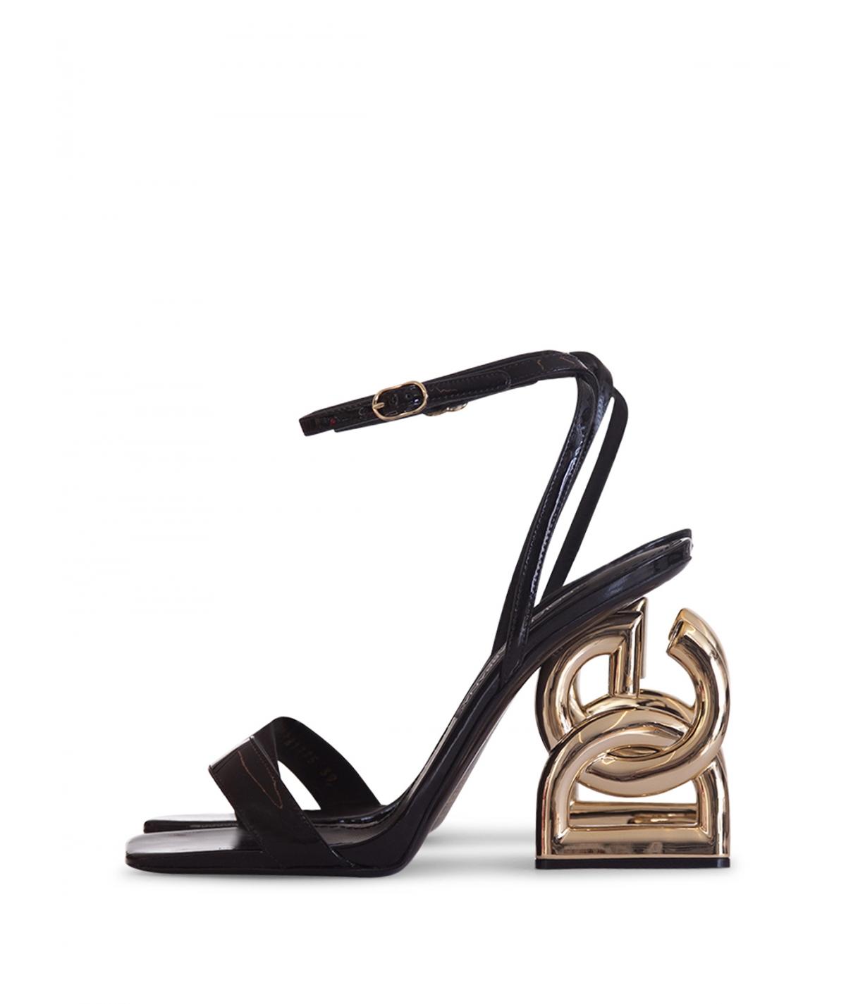 Dolce & Gabbana Leather Dg Pop Keira 105mm Sandals in Black - Lyst