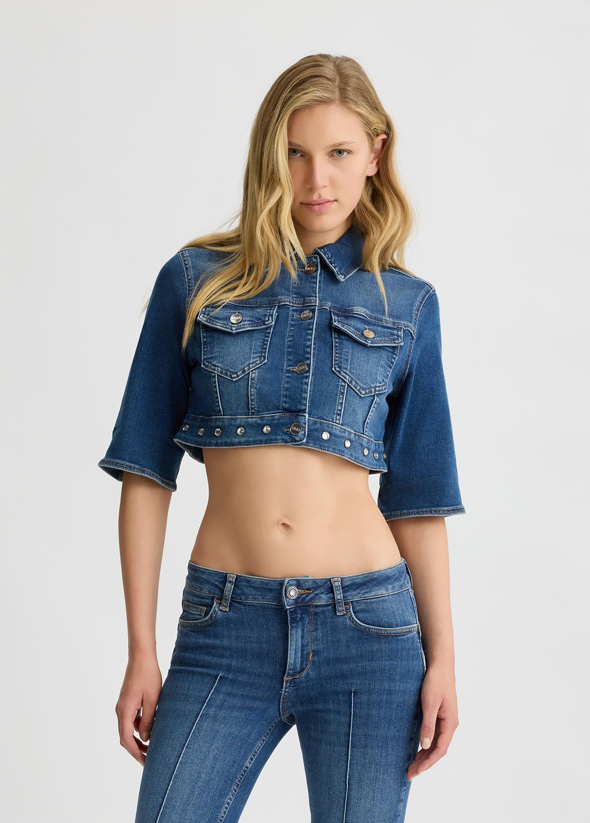 Liu Jo Veste Cropped Avec Col En Jean Liu Jo en coloris Bleu Lyst