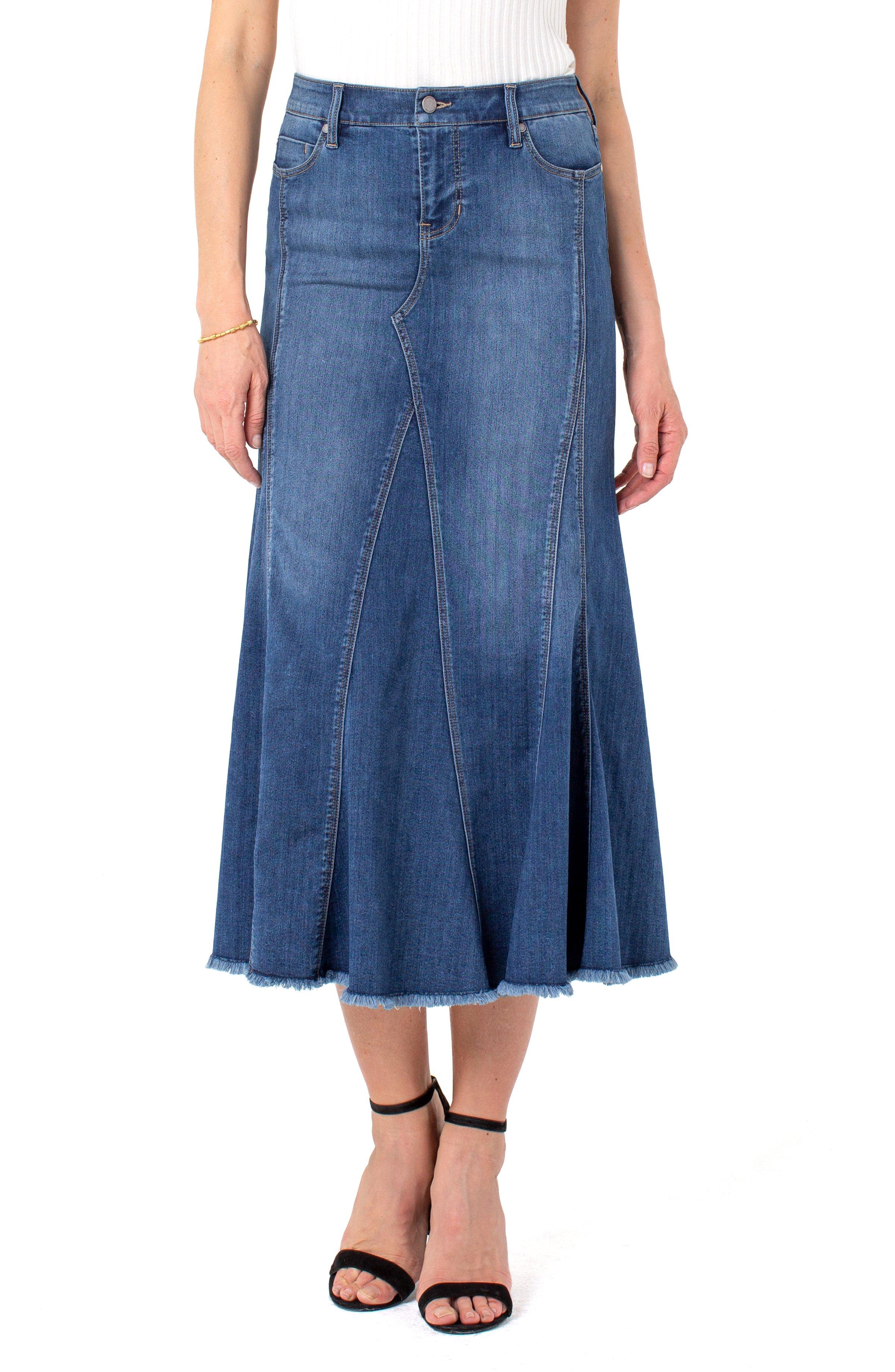 Liverpool Jeans Company Denim Multi Panel Long Skirt in Blue | Lyst