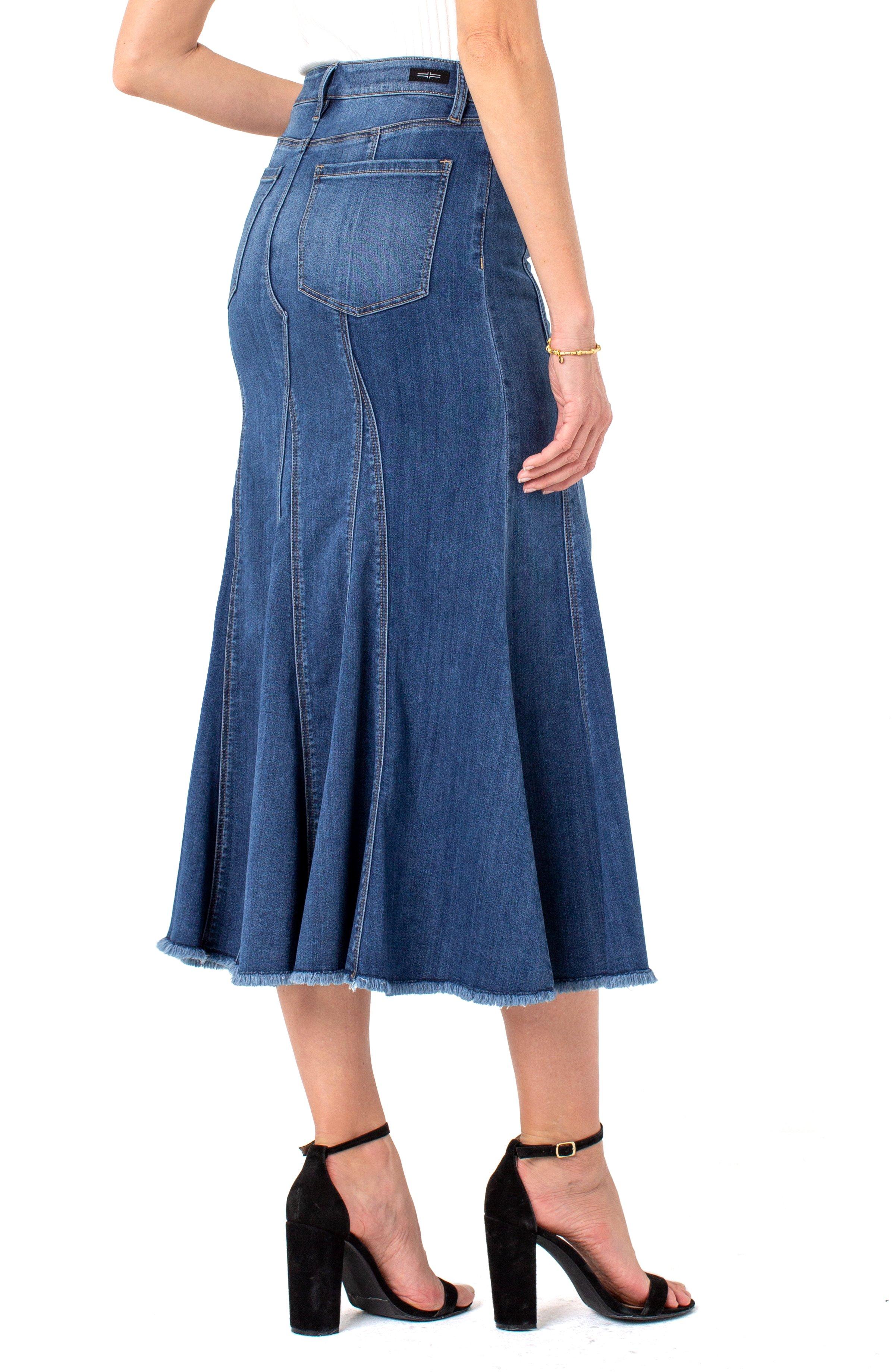 Liverpool Jeans Company Denim Multi Panel Long Skirt in Blue | Lyst