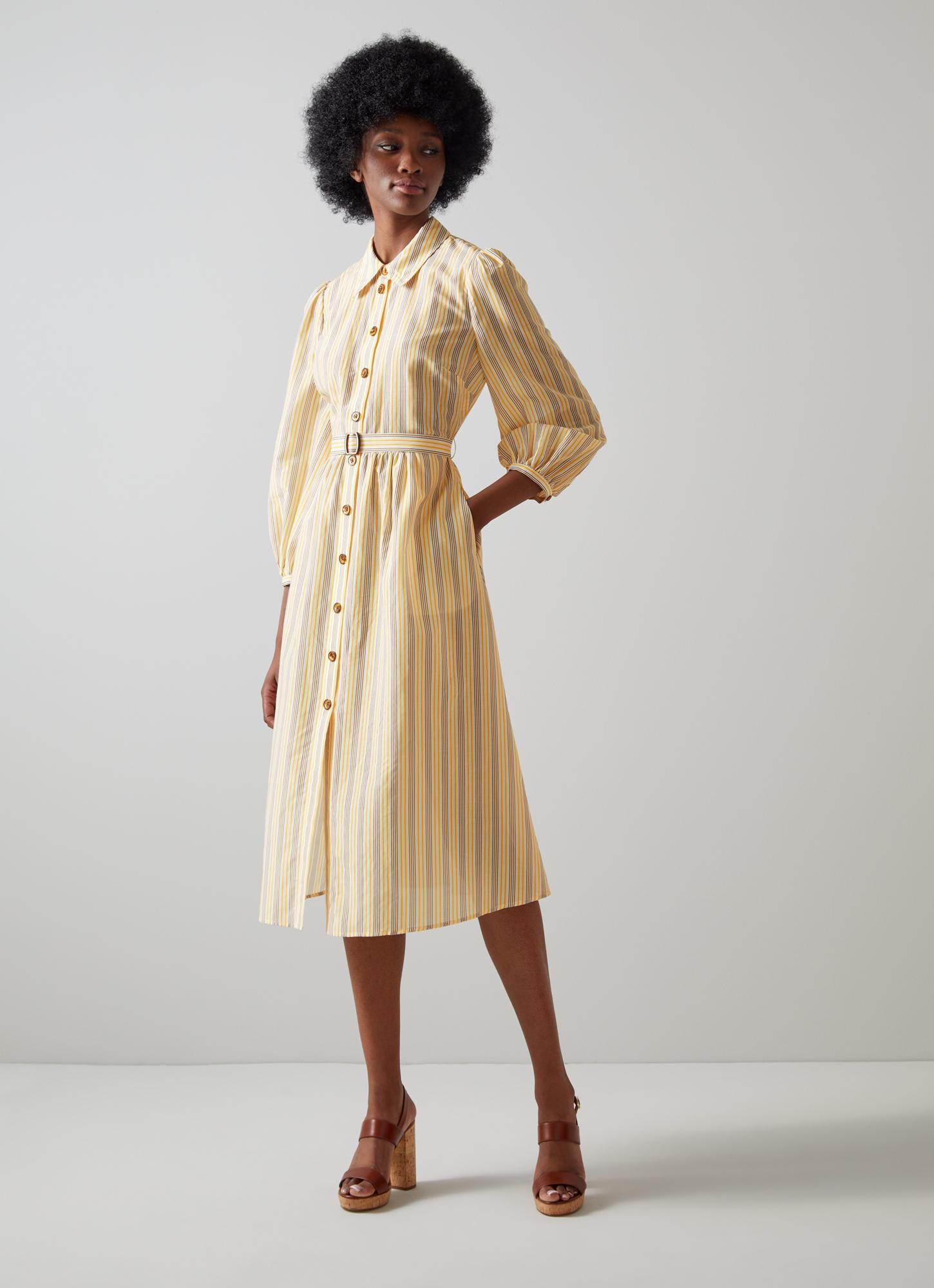 Silk striped dress sale