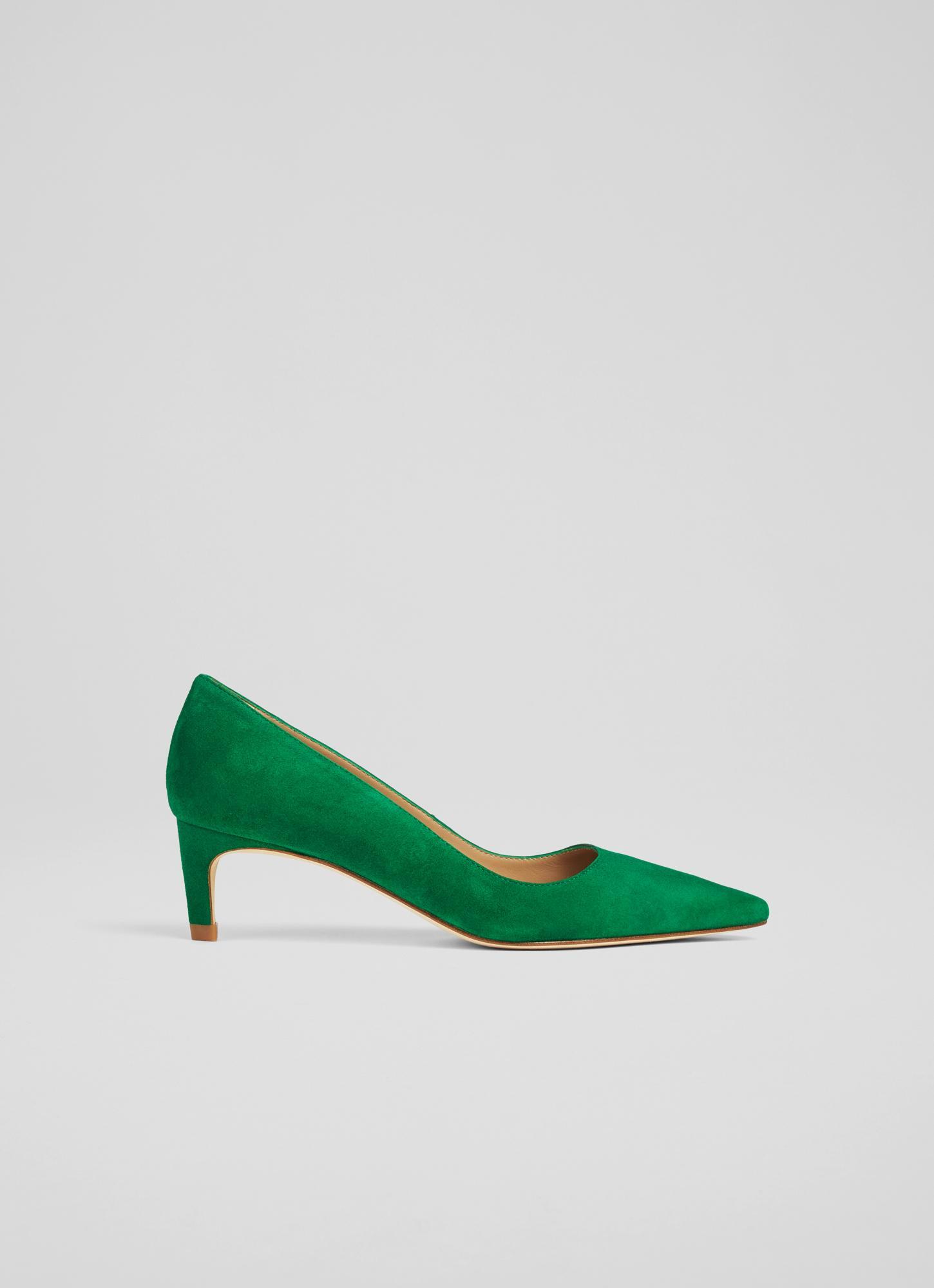 LK Ava Green Suede Kitten Heel Courts Lyst UK