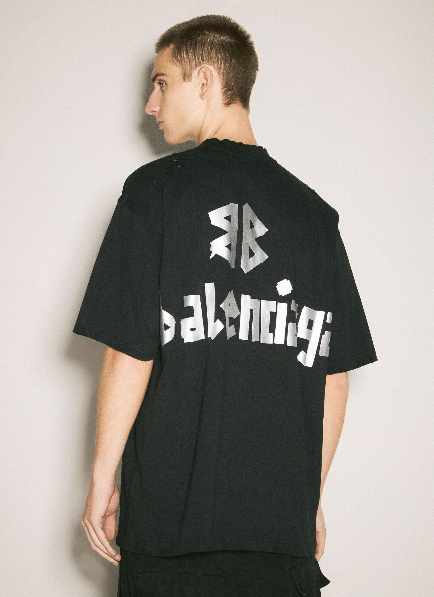 [BALENCIAGA] New Tape Type Tシャツ ブラック Men's Taped Balenciaga Back T-shirt Medium Fit in Faded