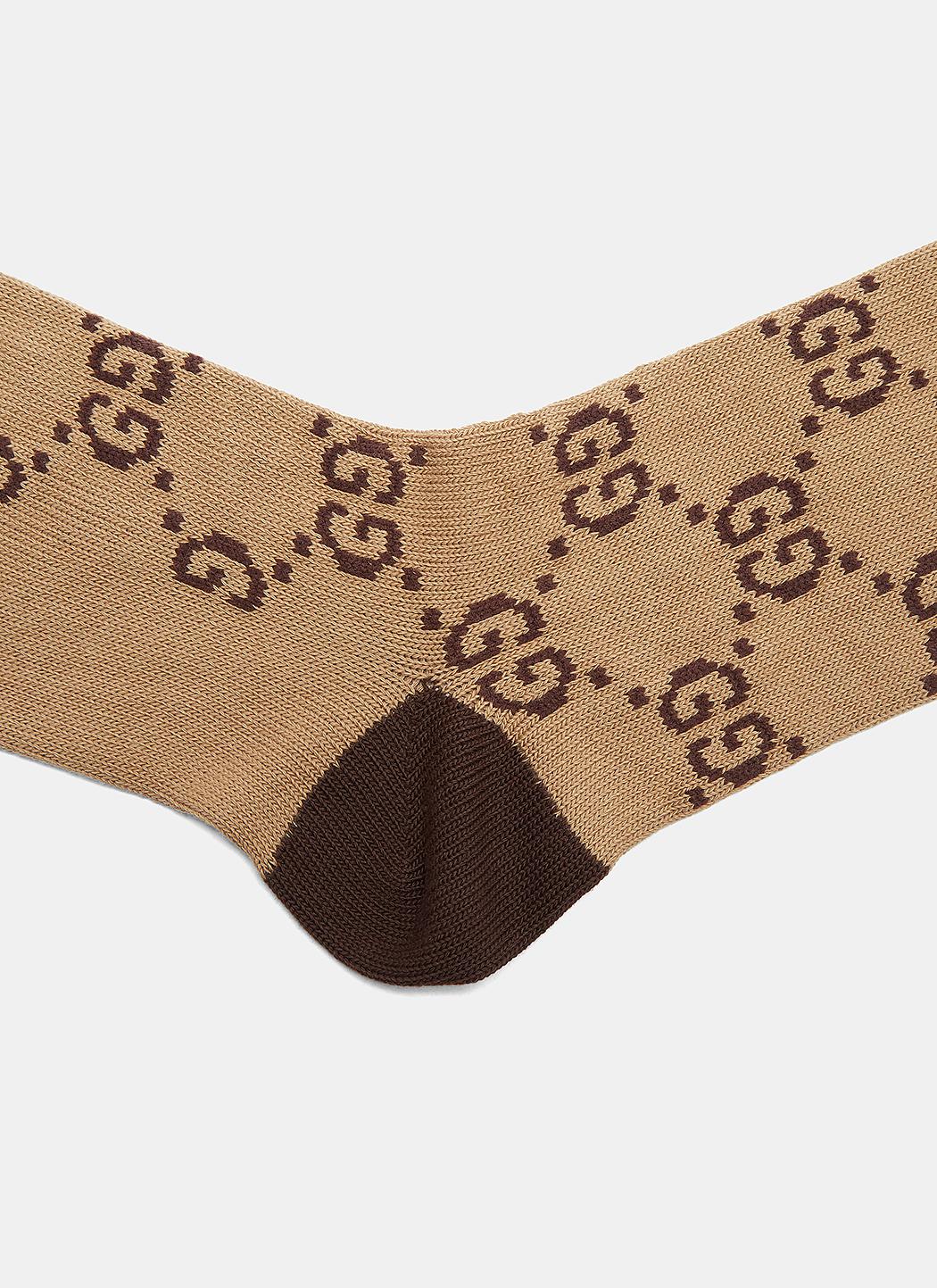 Gucci Cotton Interlocking Gg Socks In Brown for Men Lyst