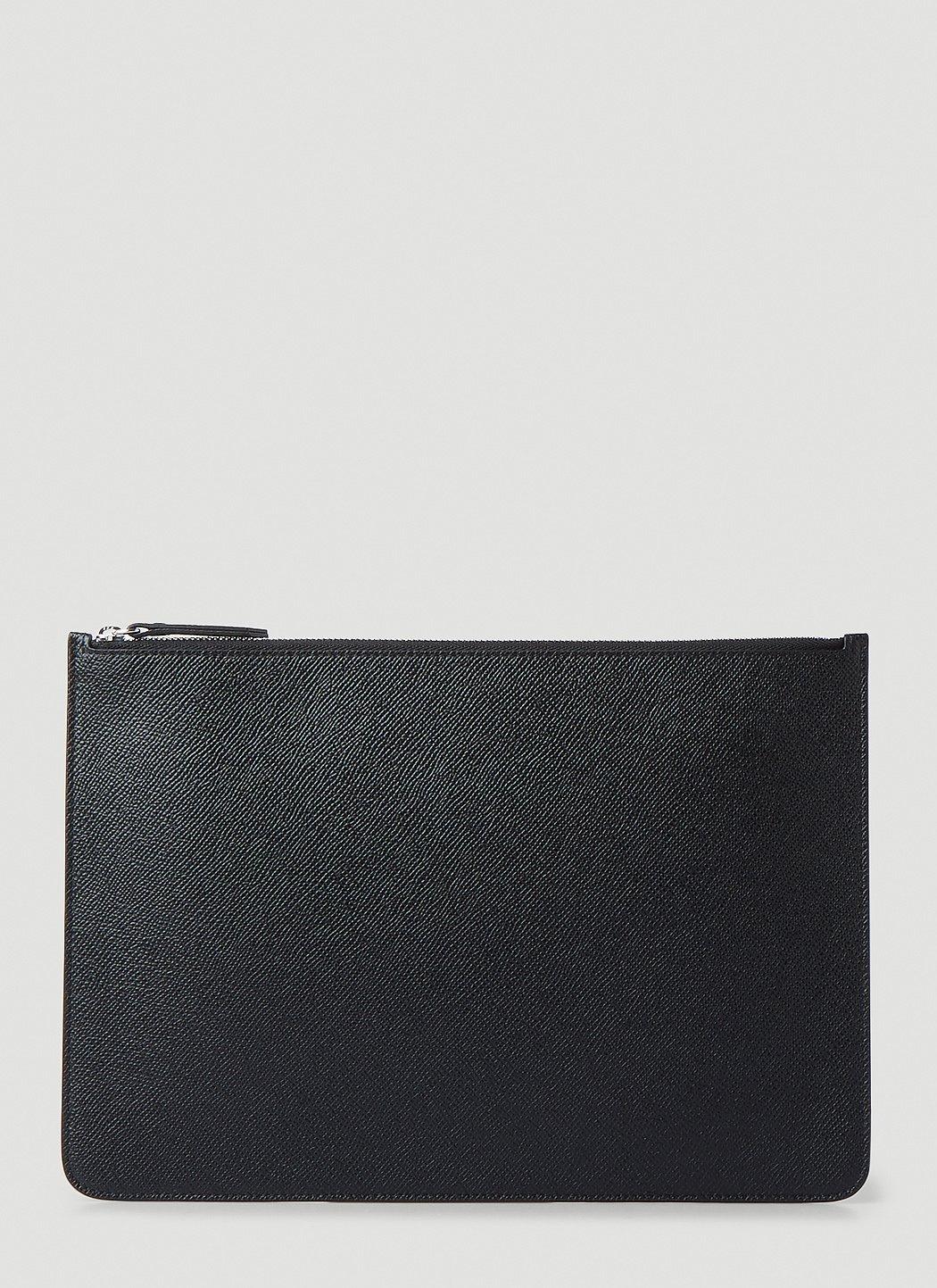 Four Stitch Leather Phone Pouch in Black - Maison Margiela