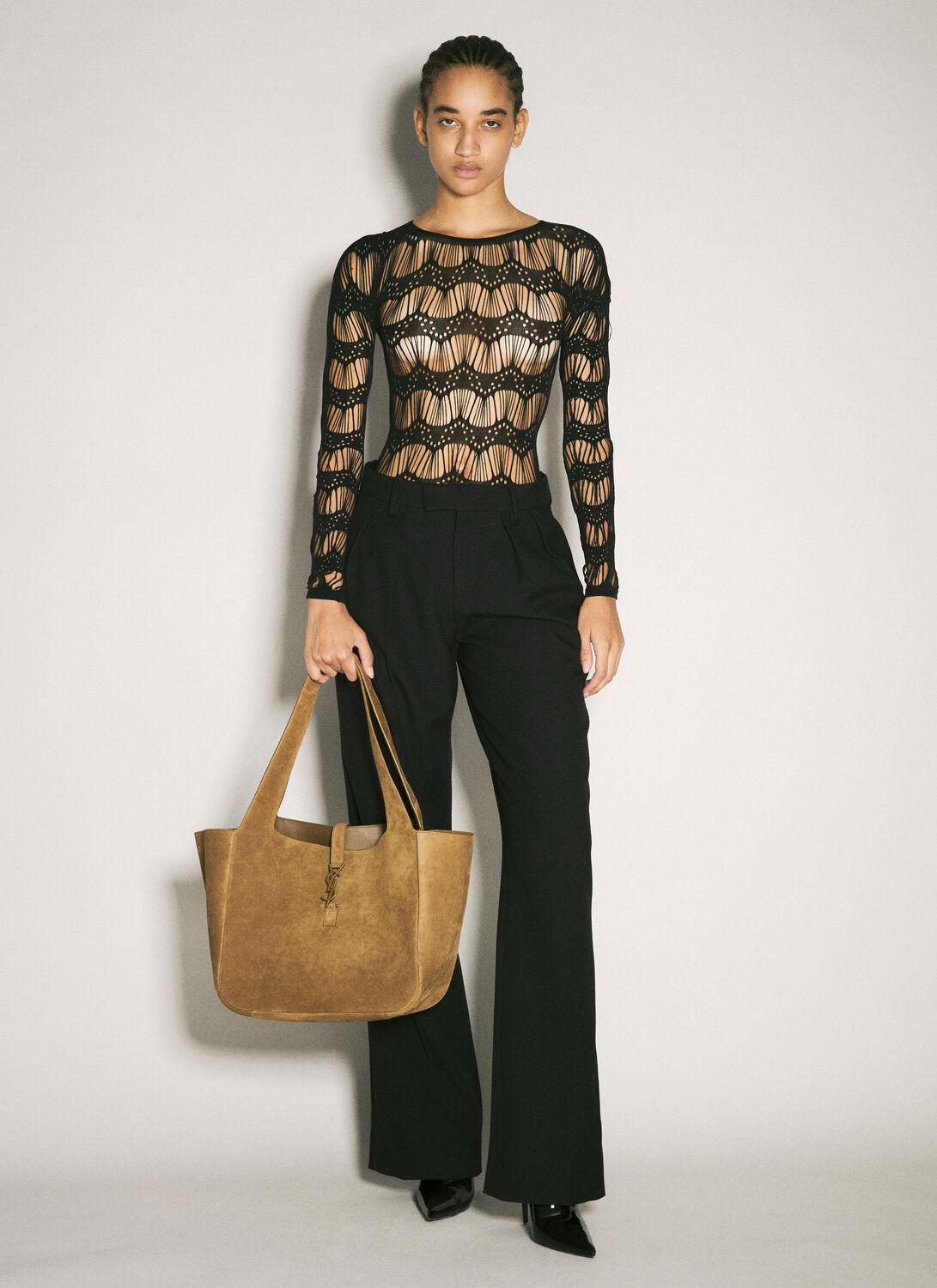 Saint Laurent Le 5 À 7 Bea Suede Shoulder Bag in Natural | Lyst