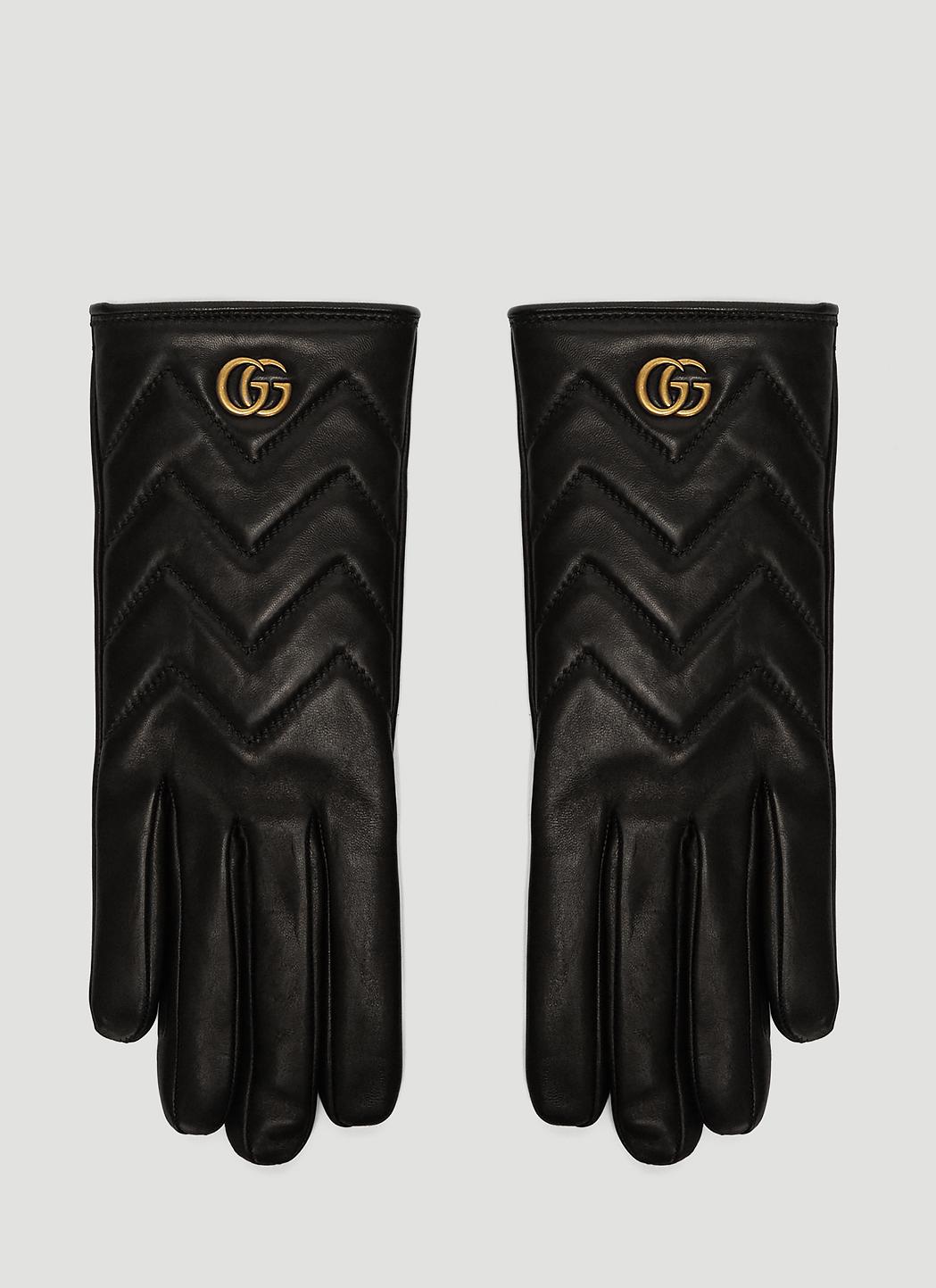 Gucci GG Marmont Chevronquilted Leather Gloves in Black Lyst