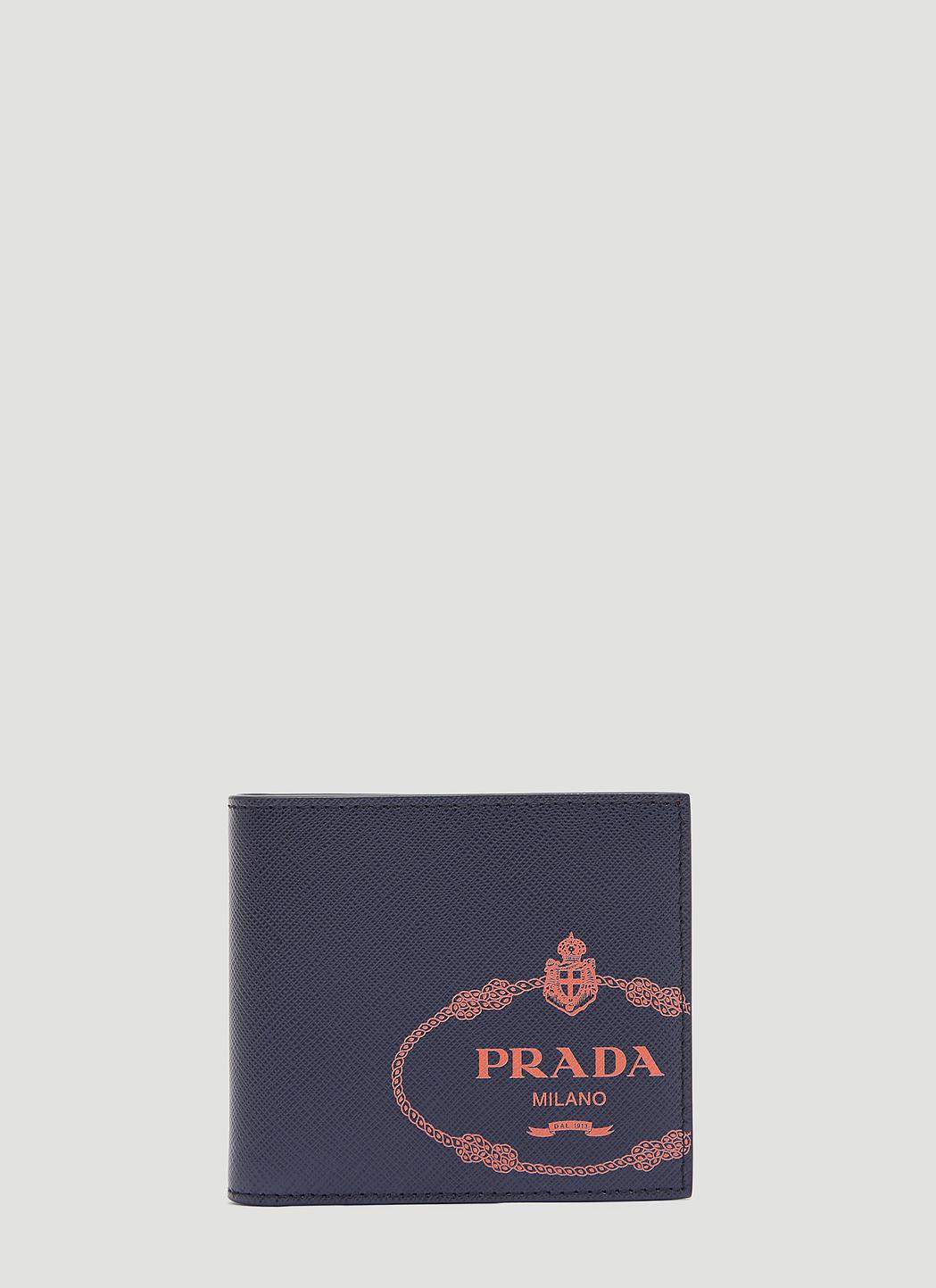 Prada Logo-printed Saffiano Leather Wallet in Blue for Men | Lyst