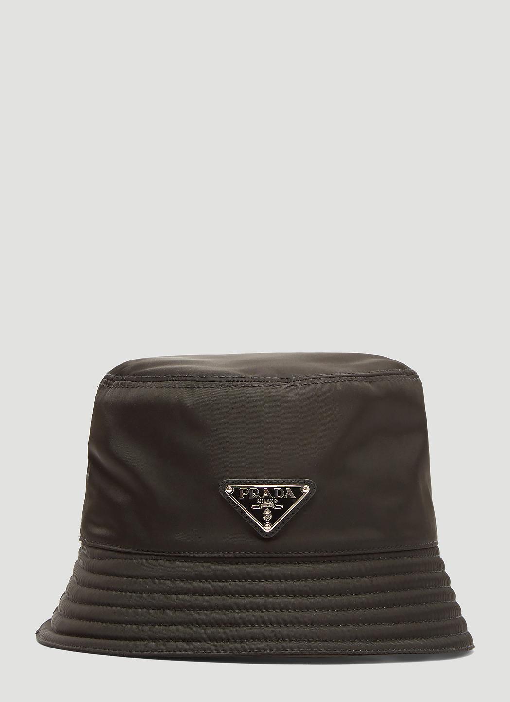 Prada Nylon Logo Bucket Hat In Black in Black Lyst