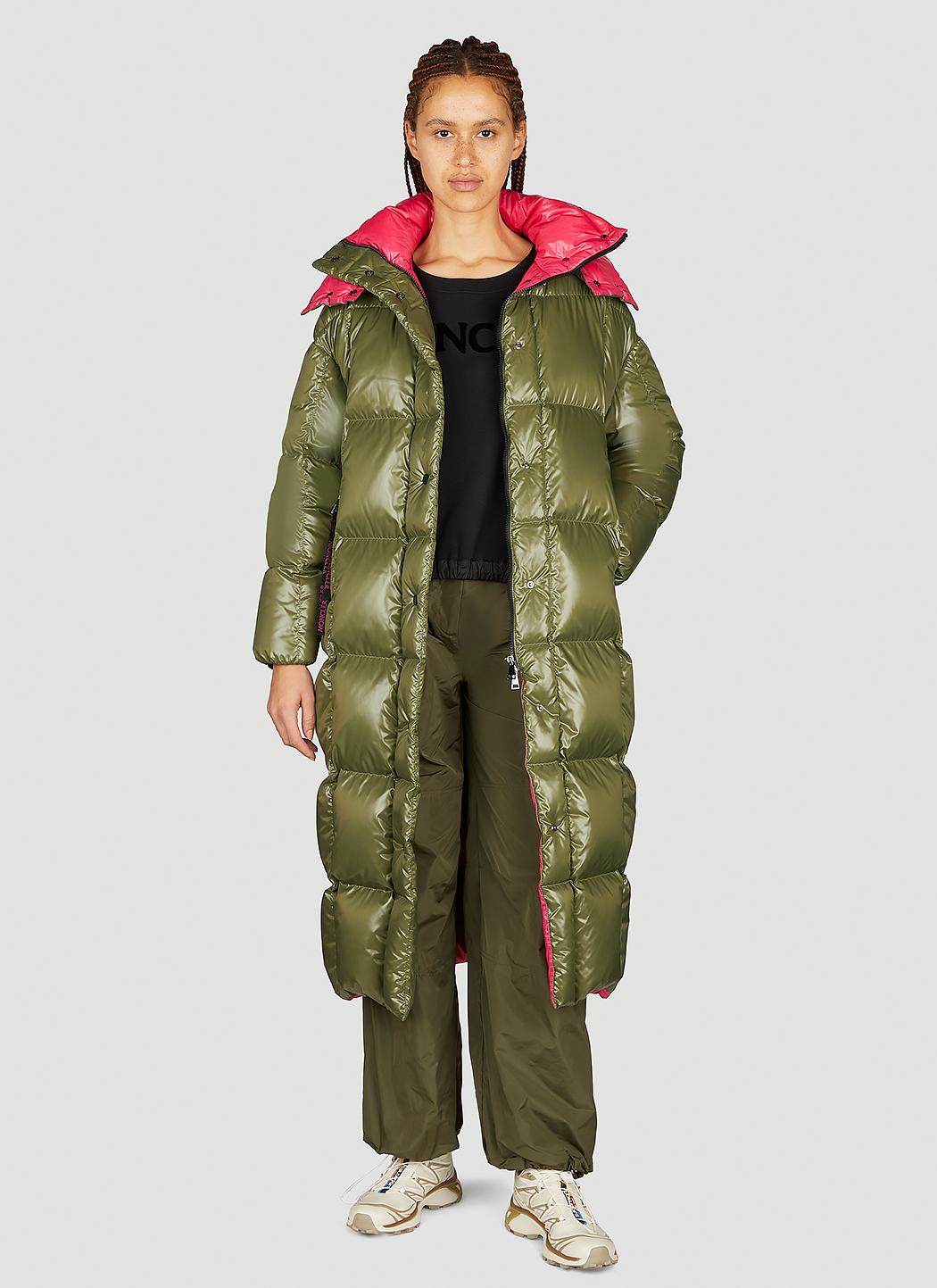 Moncler Parnaiba Long Down Jacket in Green | Lyst