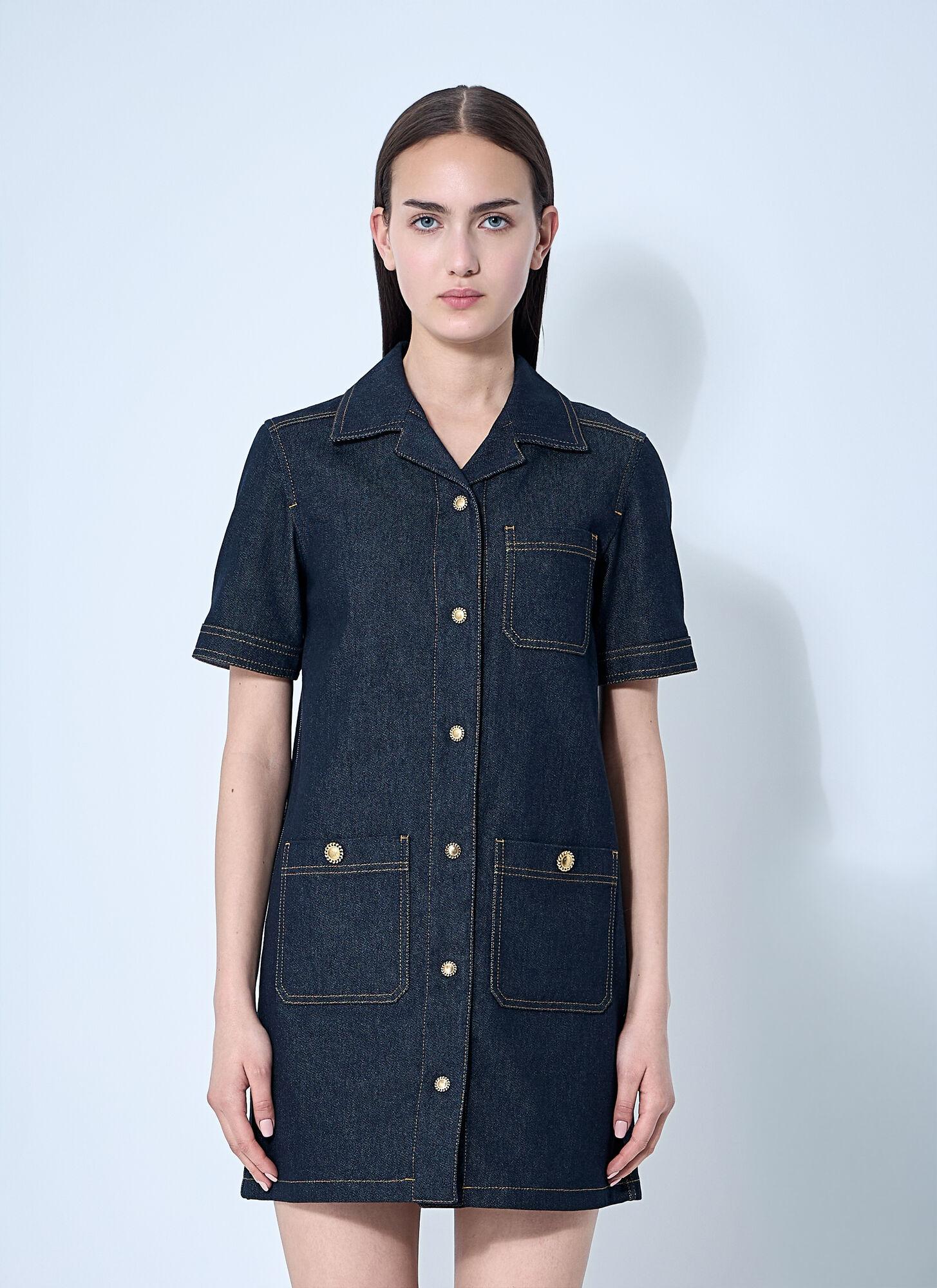 Moncler Denim Mini Dress in Blue | Lyst Canada